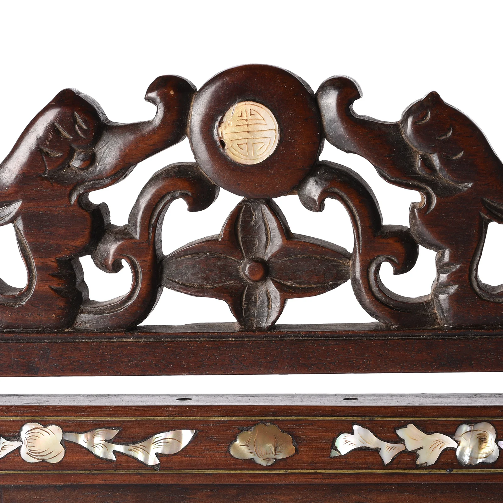 Chinese Mother of Pearl Inlaid Table Mirror - Ca 1890 - Image 6
