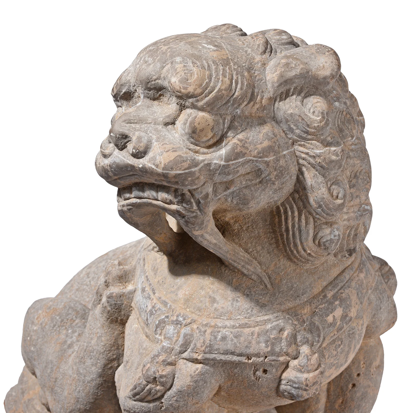 Pair Of Carved Stone Guardian Lions - Image 4