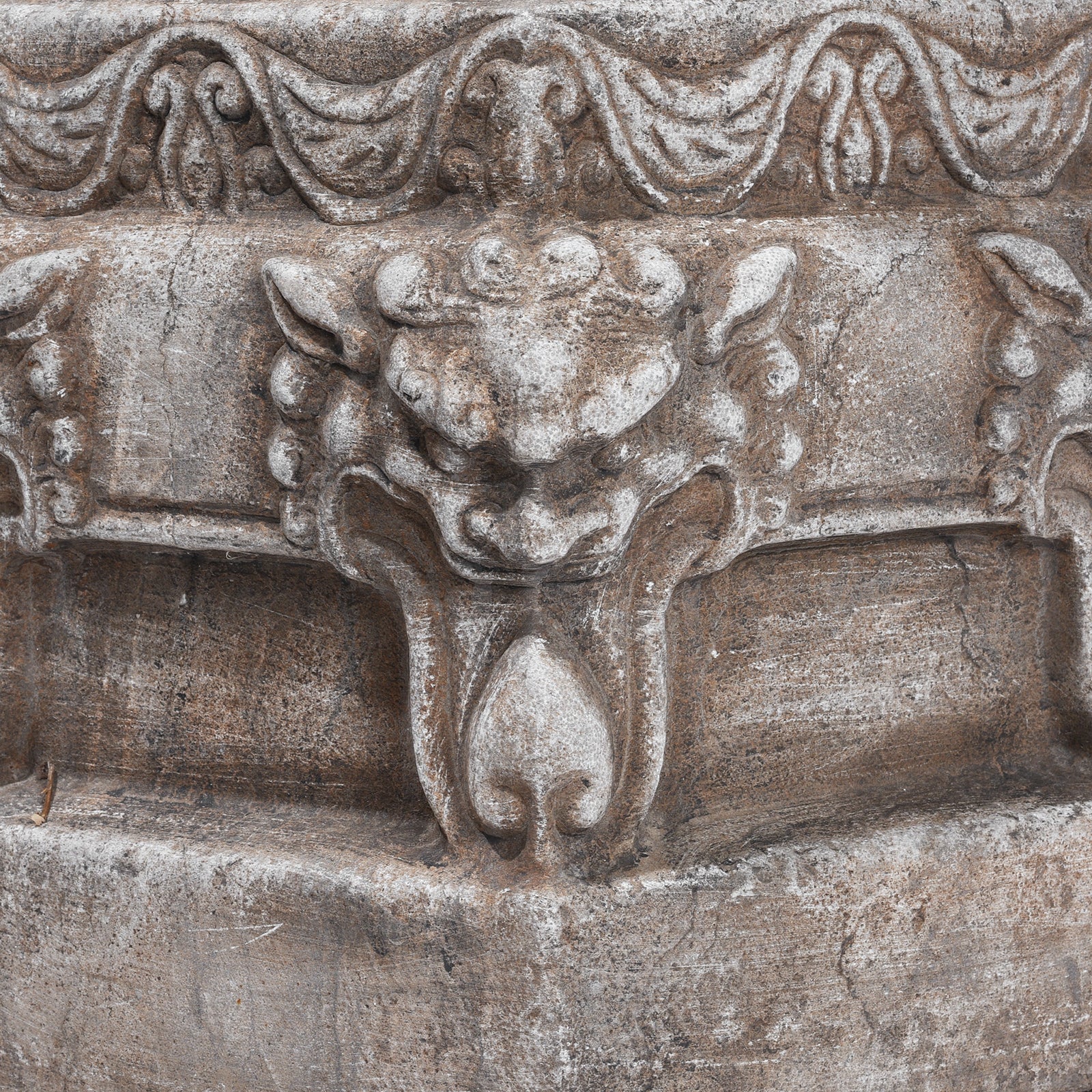 Hand-Carved Stone Chinese Plant Stand with Animal Reliefs - Image 4