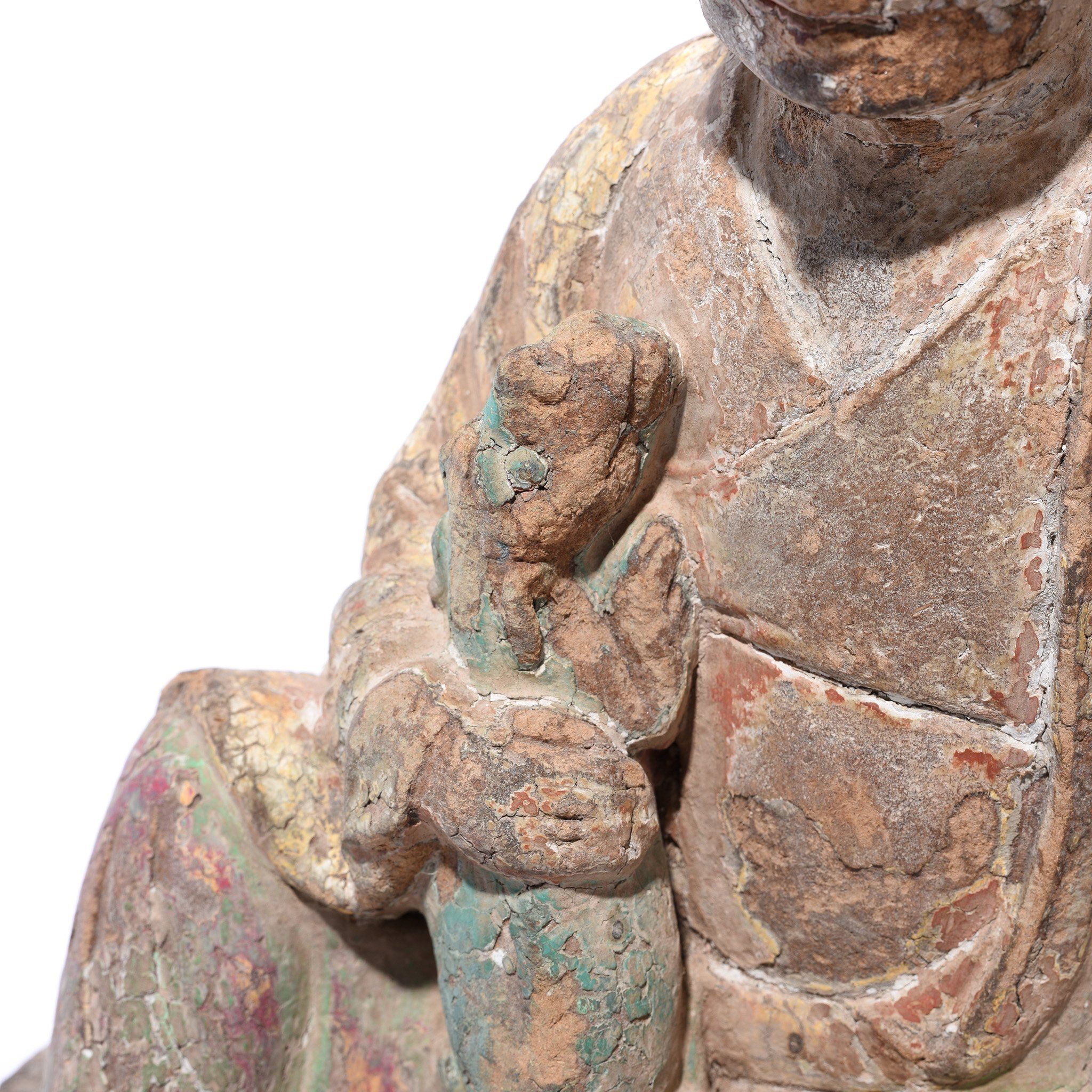 Chinese Polychrome Wood Figure of a Lohan (Monk) - 18thC - Image 6