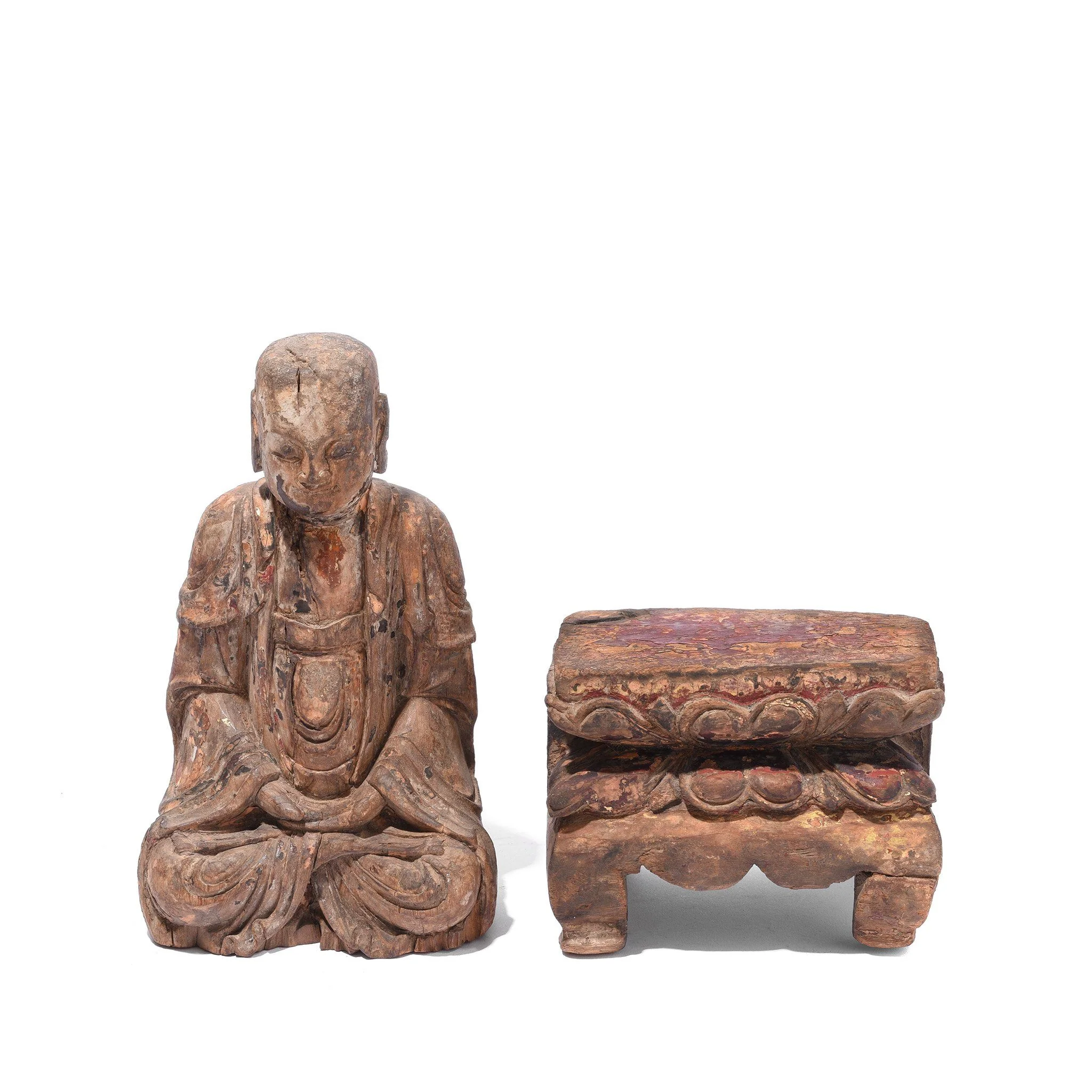 Chinese Polychrome Wood Figure of Buddha - 17thC - Image 3