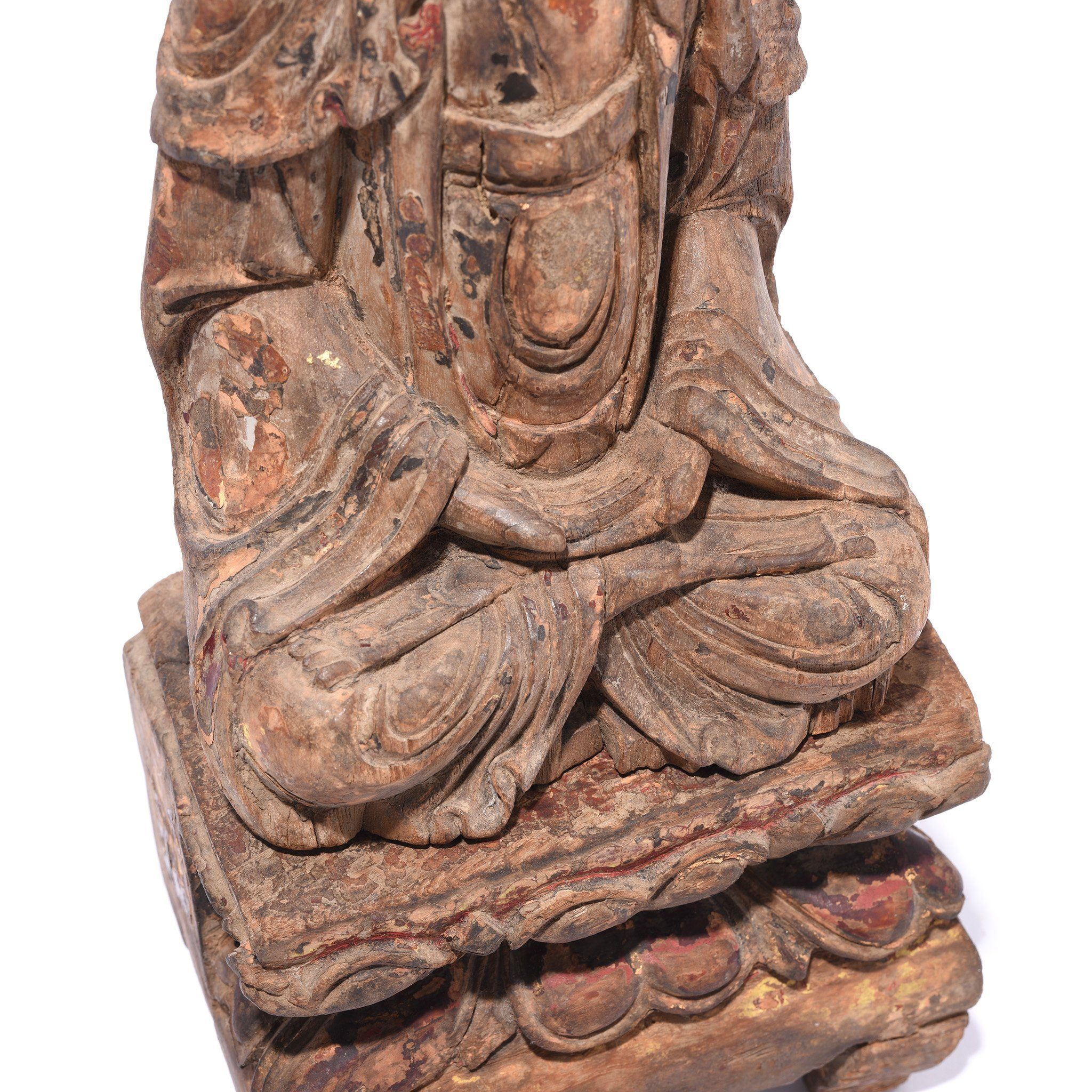 Chinese Polychrome Wood Figure of Buddha - 17thC - Image 8