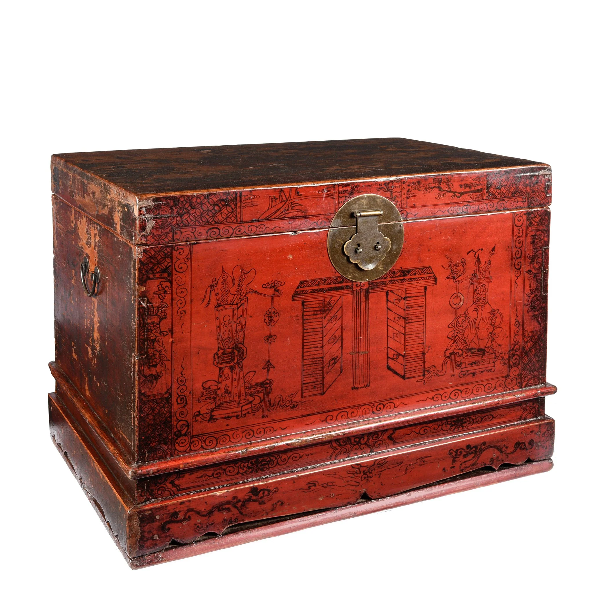 Red Lacquer Chinese Chest From Gansu - 19thC - Image 2