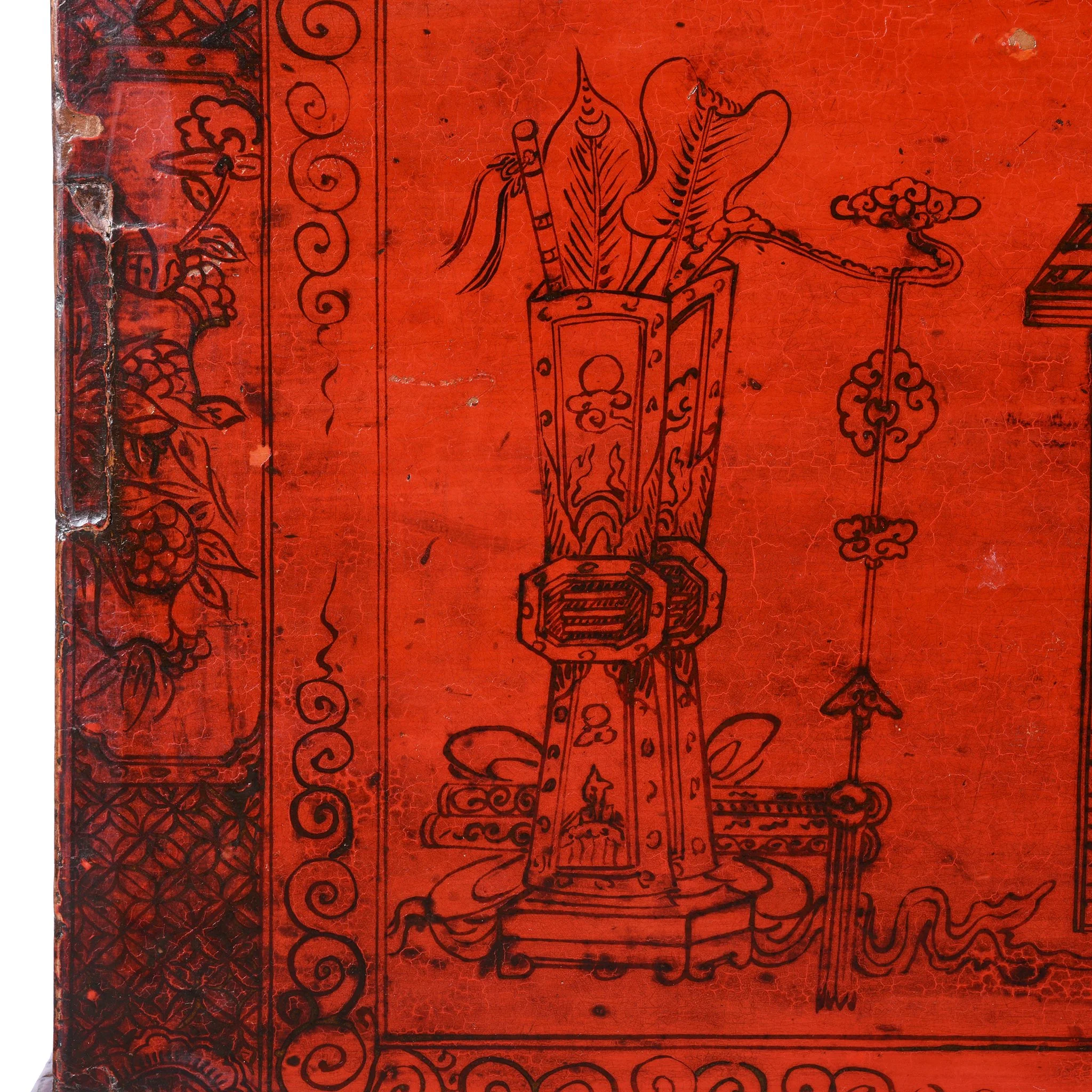 Red Lacquer Chinese Chest From Gansu - 19thC - Image 5