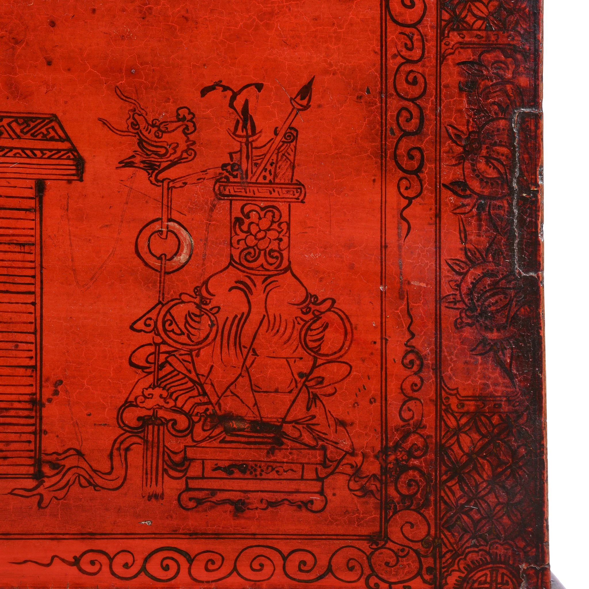 Red Lacquer Chinese Chest From Gansu - 19thC - Image 6