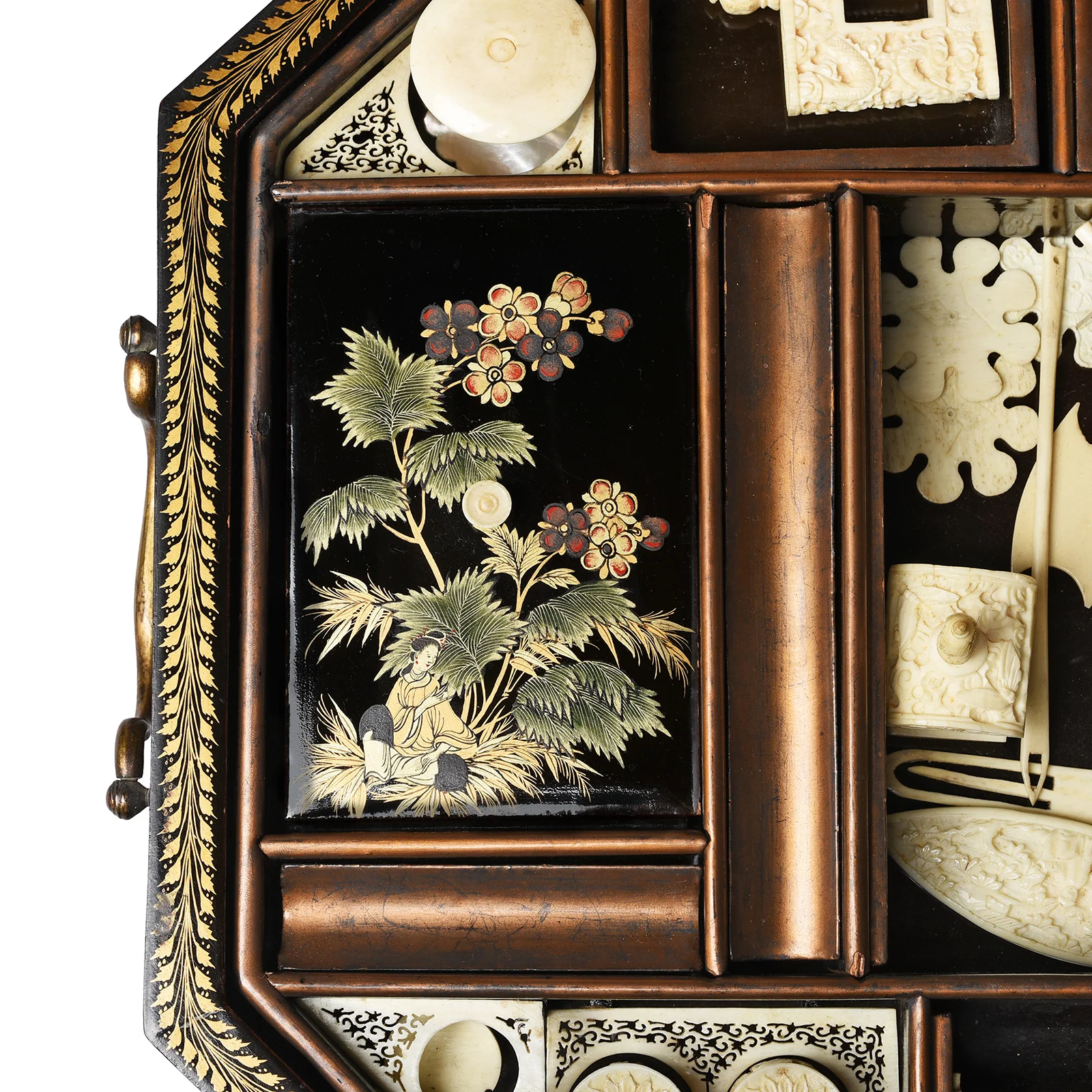 Canton Export Lacquer Sewing Box - Qing Dynasty Early 19thC - Image 11
