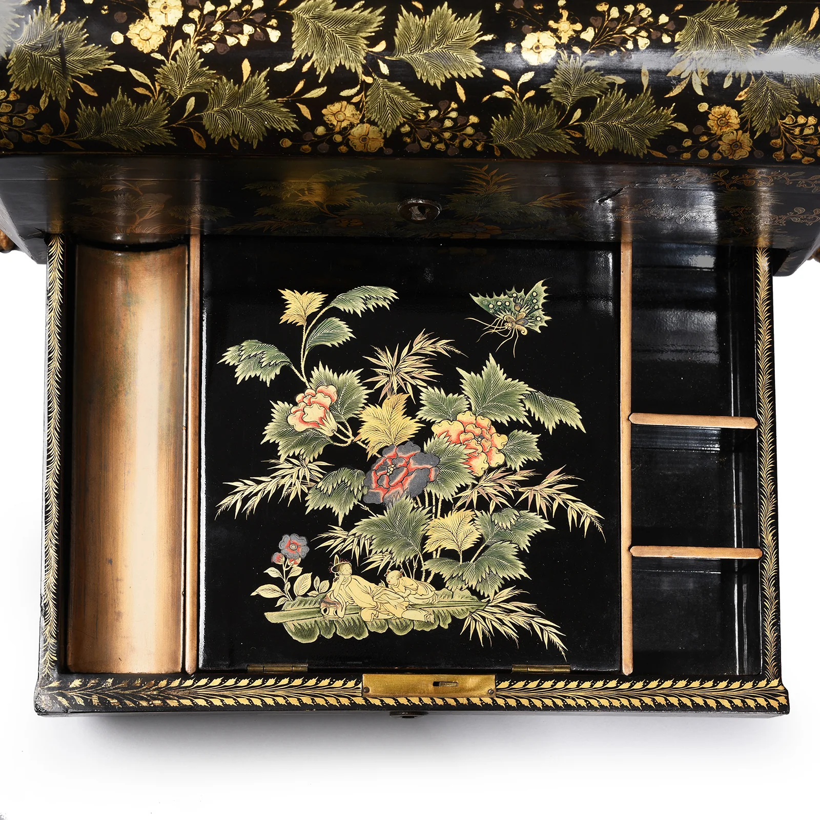 Canton Export Lacquer Sewing Box - Qing Dynasty Early 19thC - Image 5