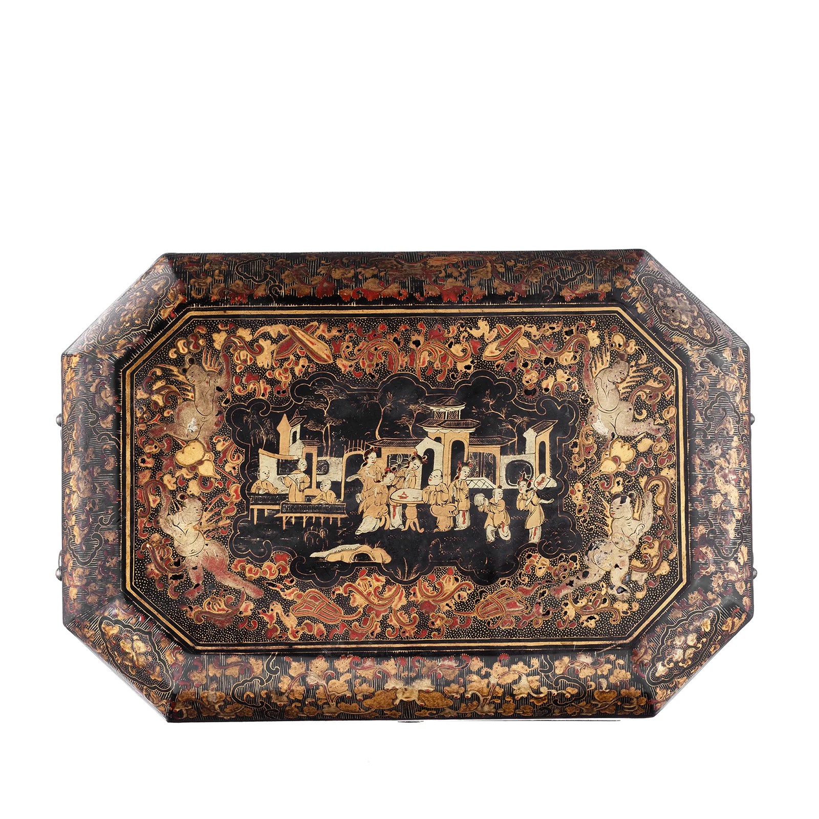 Canton Export Black Lacquer Sewing Box - Qing Dynasty - Image 3
