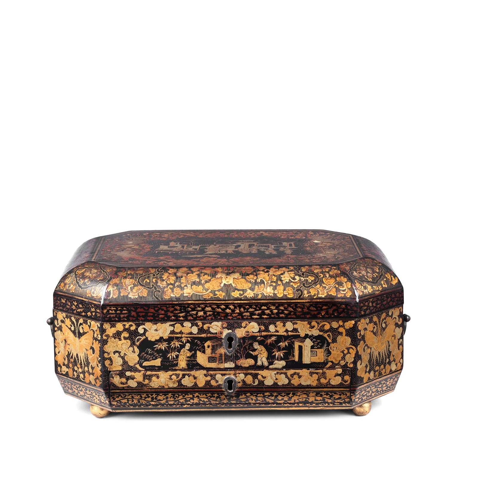 Canton Export Black Lacquer Sewing Box - Qing Dynasty - Image 4