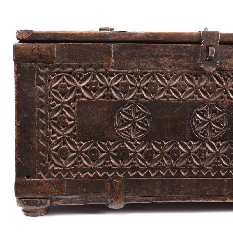 Chip Carved Indian Merchants Box From Rajasthan - 19thC - Image 4