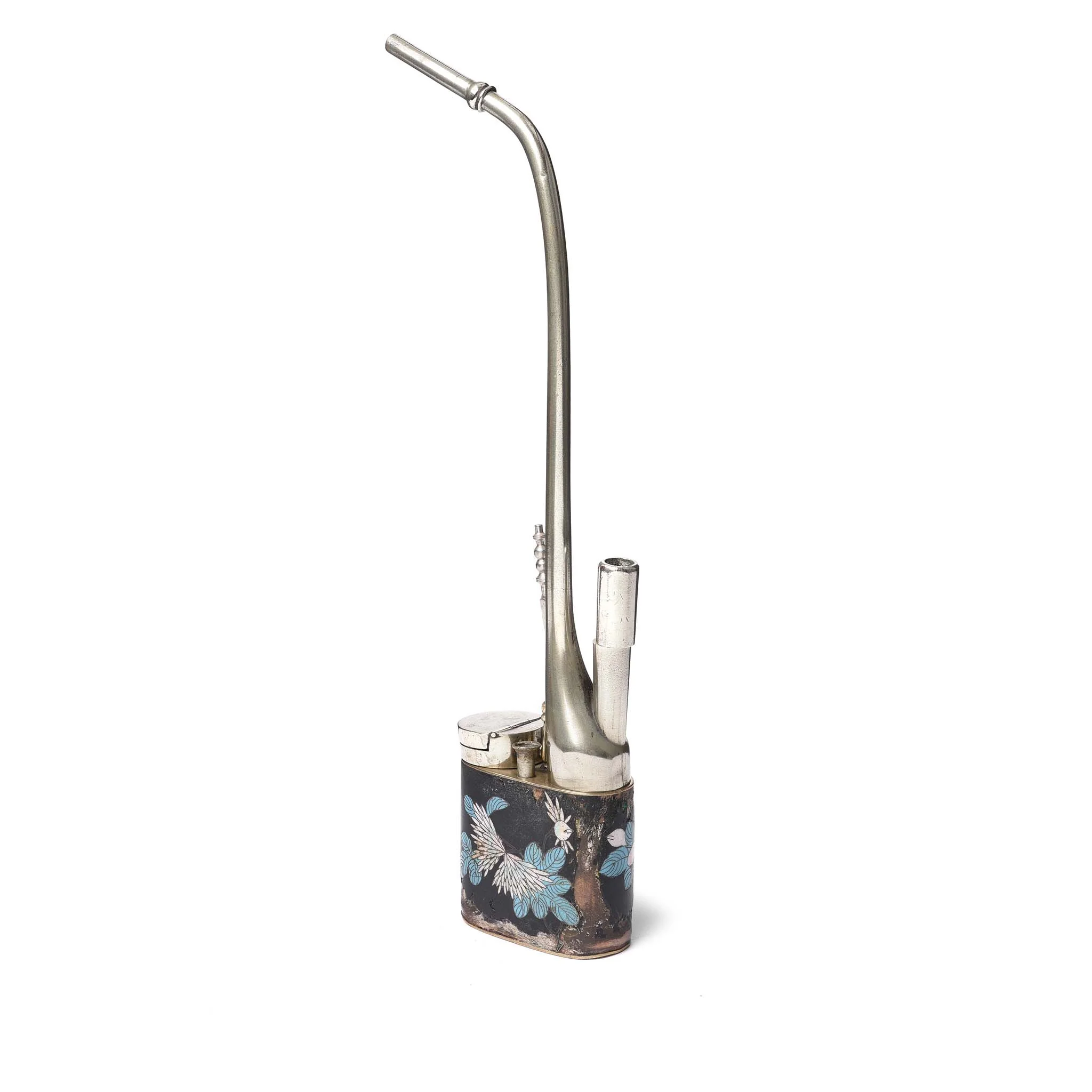Cloisonne & Paktong Chinese Water Pipe - Ca 1900 - Image 3