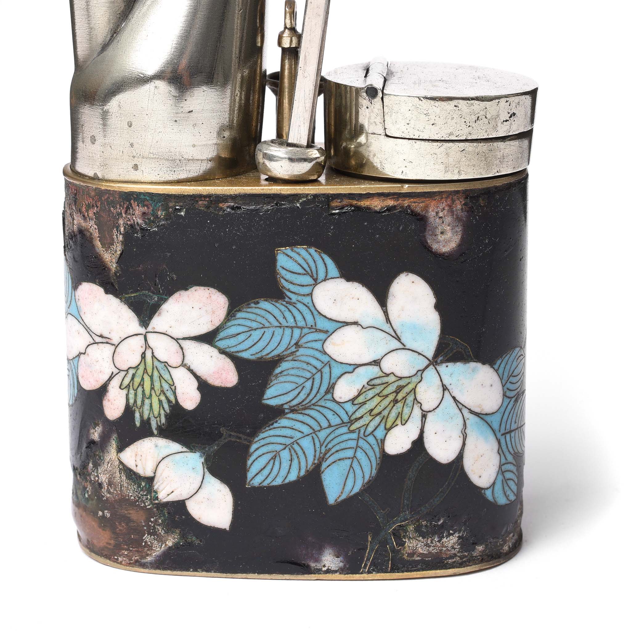 Cloisonne & Paktong Chinese Water Pipe - Ca 1900 - Image 4