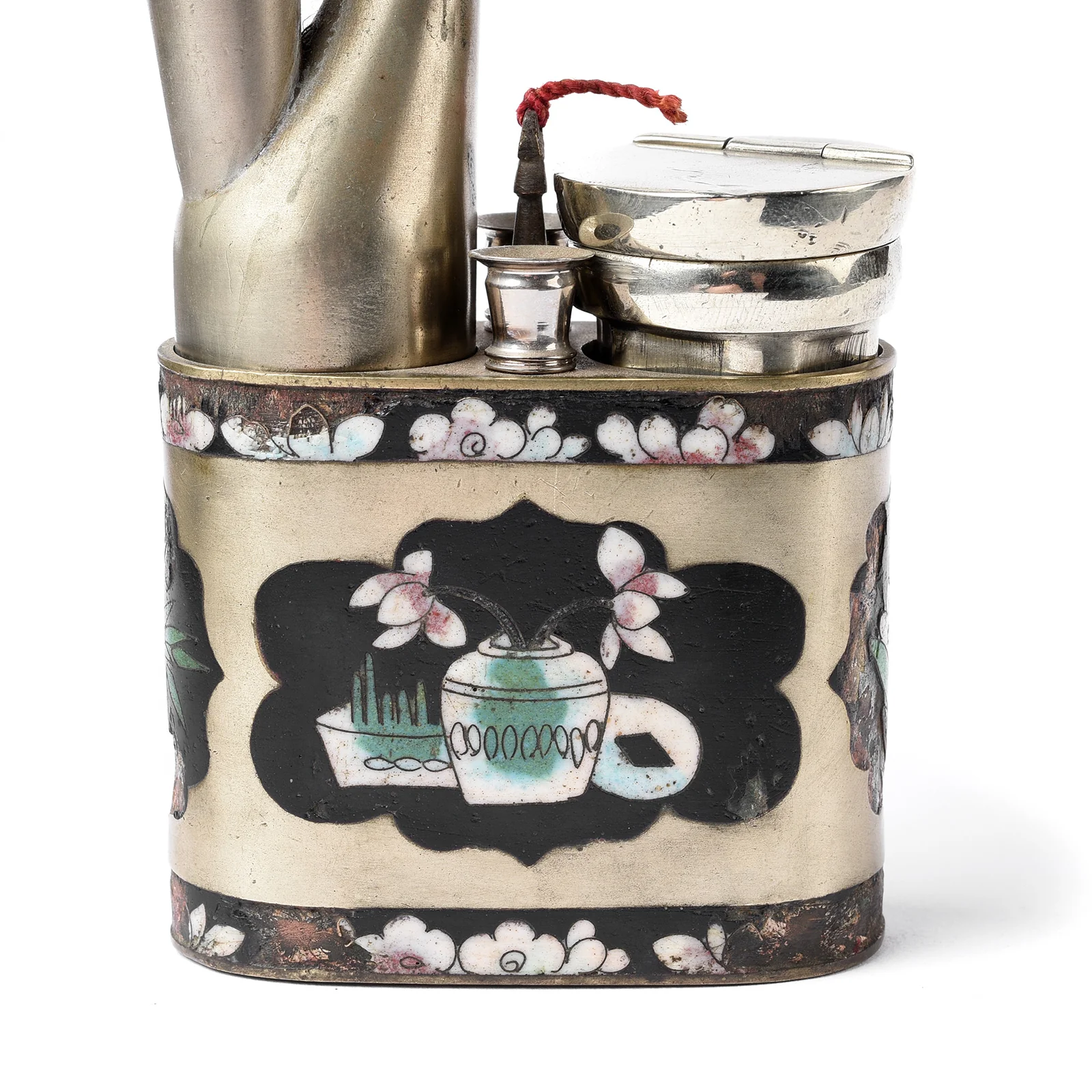 Cloisonne & Paktong Chinese Water Pipe - Ca 1900 - Image 3