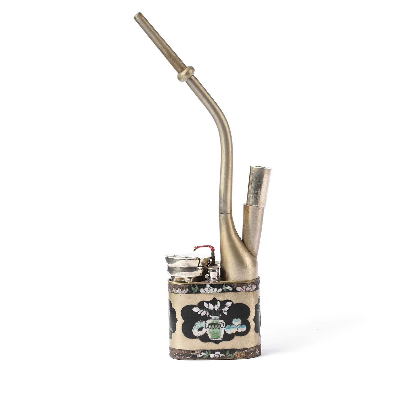 Cloisonne & Paktong Chinese Water Pipe - Ca 1900 - Image 5