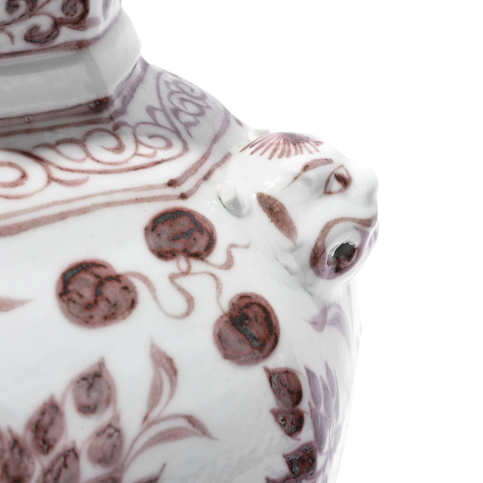 Copper-red Porcelain Octagonal Meiping Vase - Floral Design - Image 5