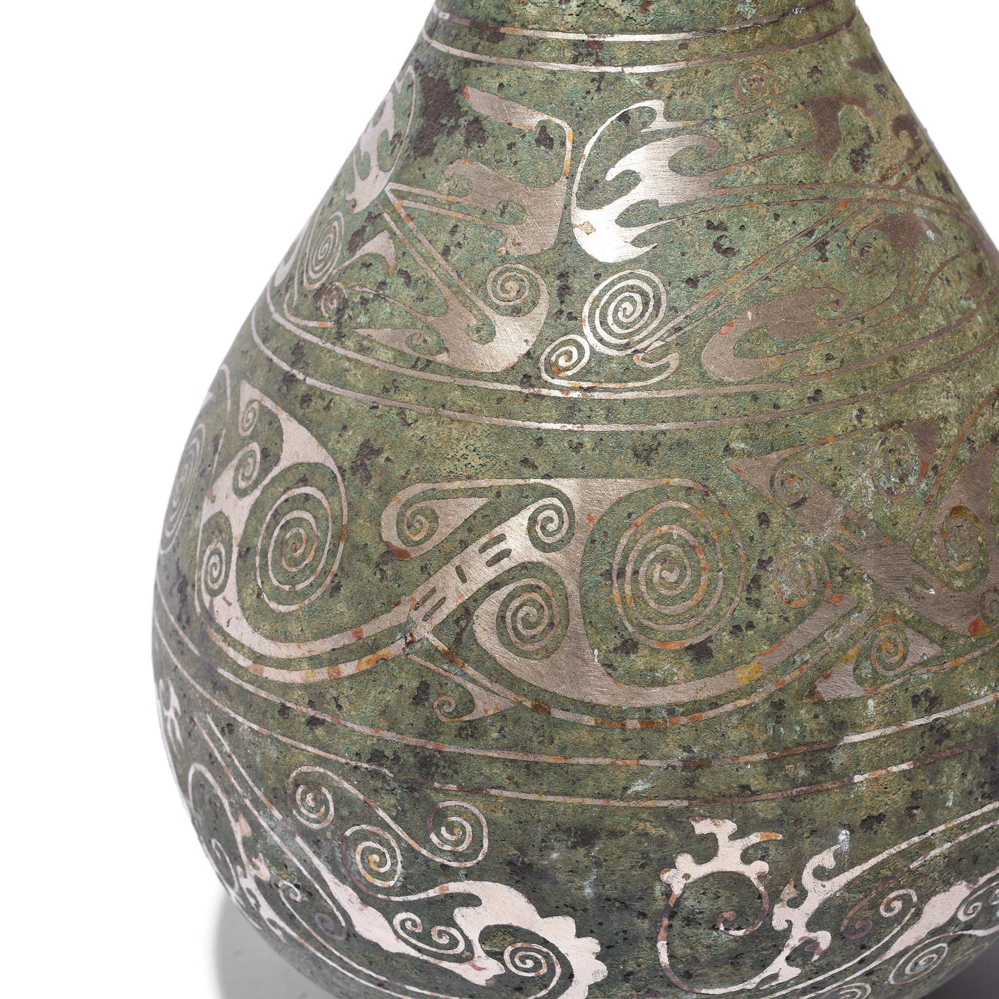Ding Bronze Vase - With Silver Inlay - Image 2