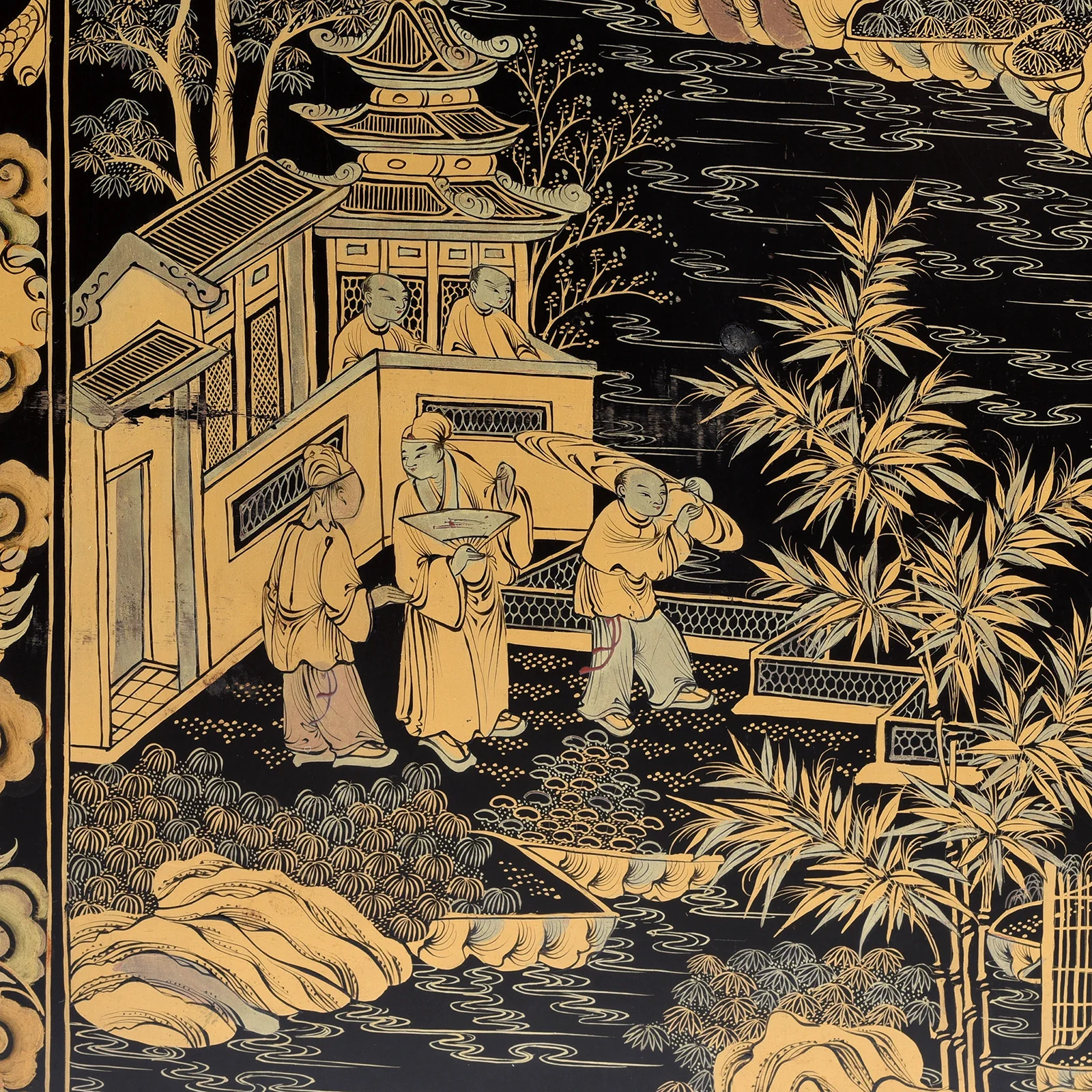 Gilt Black Lacquer Chinese Export Jewellery Cabinet - Early 19thC - Image 9