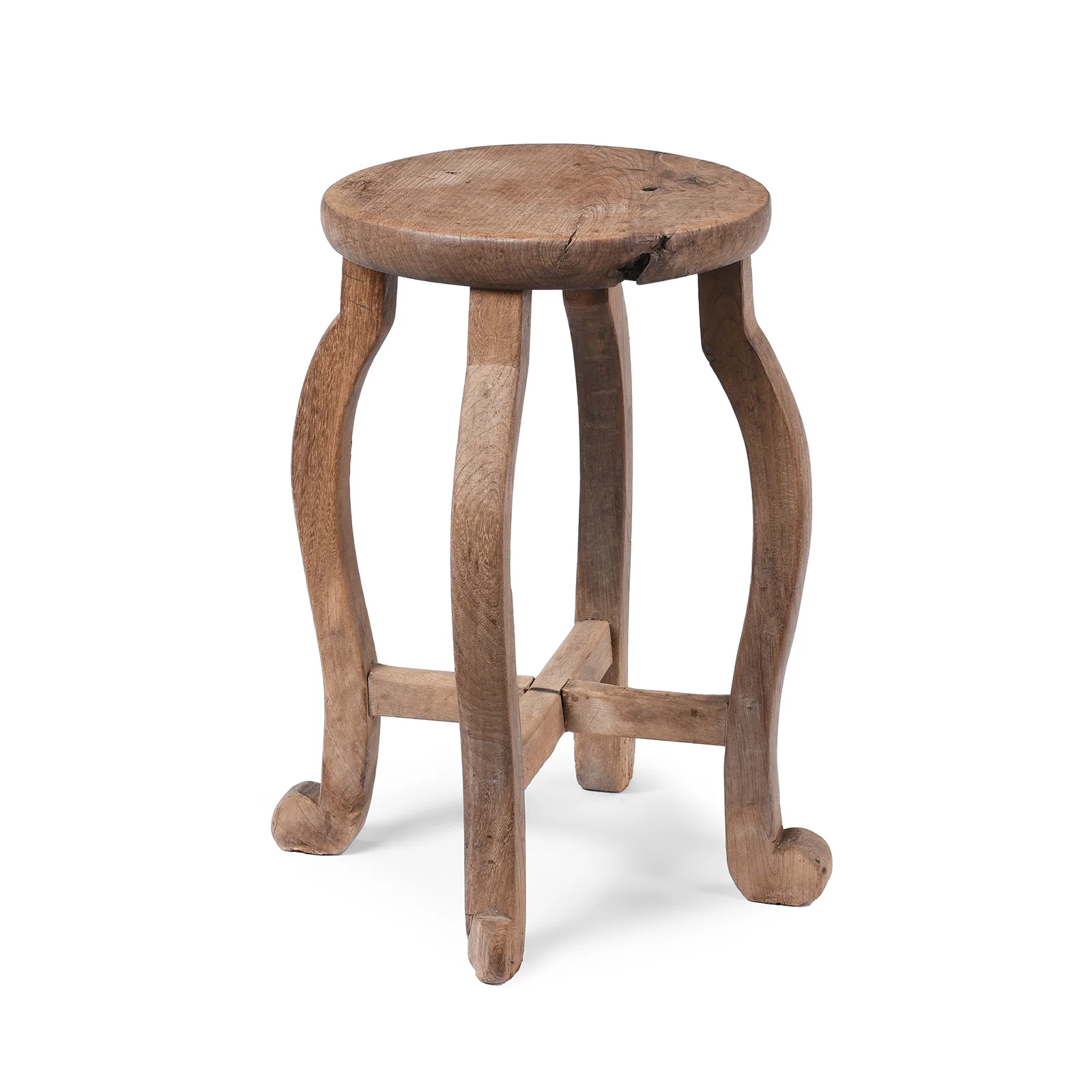 Chinese Red Elm Stool From Jiangsu - 19th Century