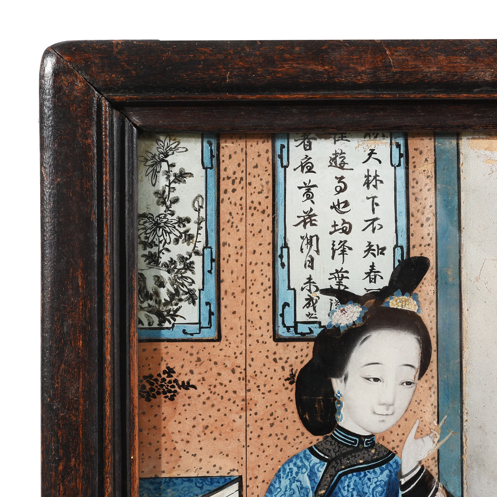 Chinese Reverse Glass Painting of a Woman & Child - 19th Century - Image 3