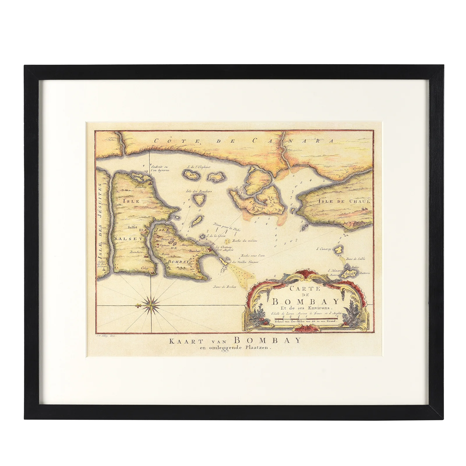 Framed Indian Map Print - Bombay