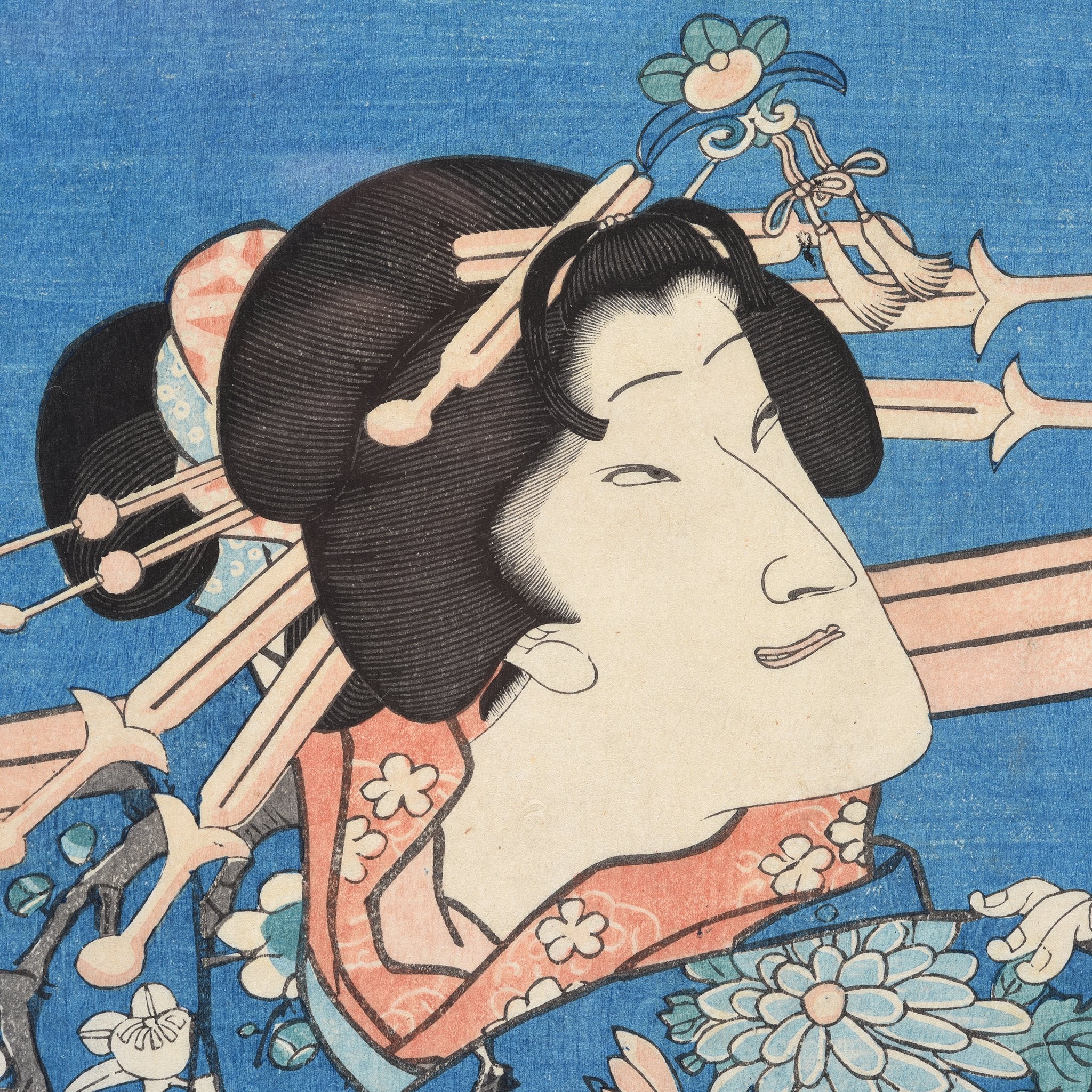 Framed Japanese Woodblock Print by Toyohara Kunichika - Edo Period - Image 2