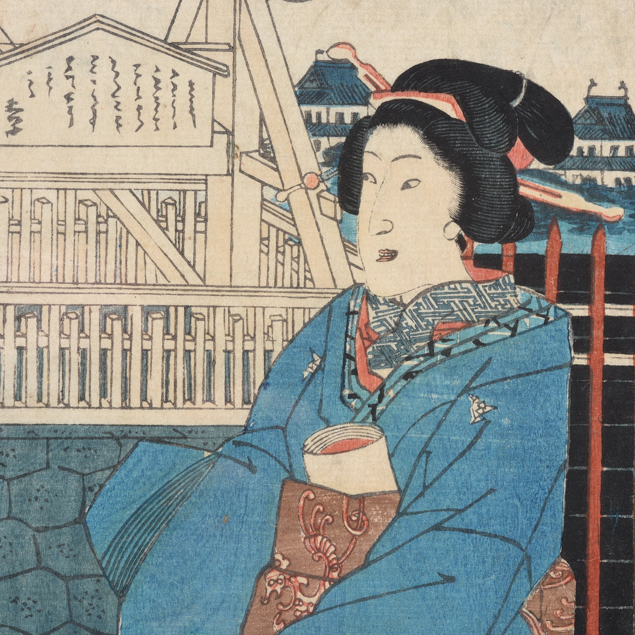 Framed Japanese Woodblock Print - Meiji Period - Image 3