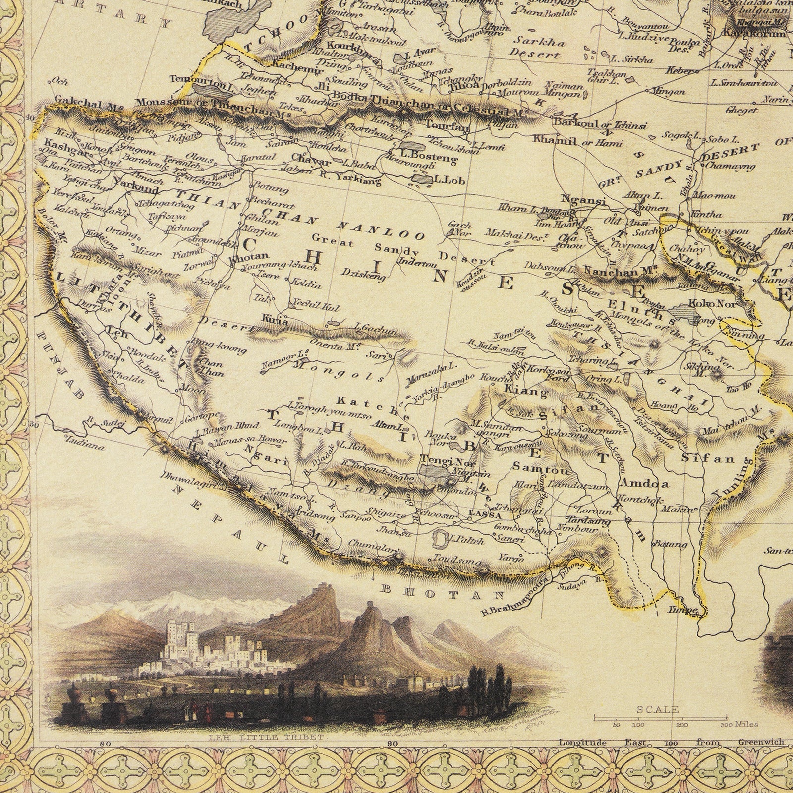 Framed Map Print of Tibet, Mongolia & Mandchouria - Image 5