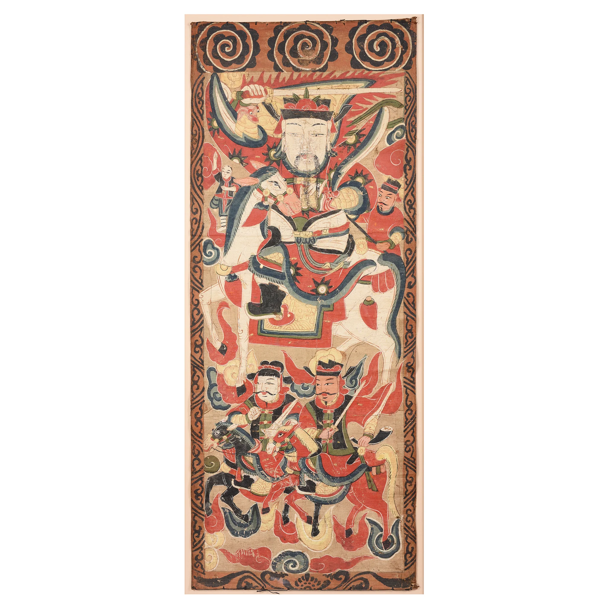 Framed Taoist Yao Painting Of Lingbao Tianzun - 19thC - Image 2