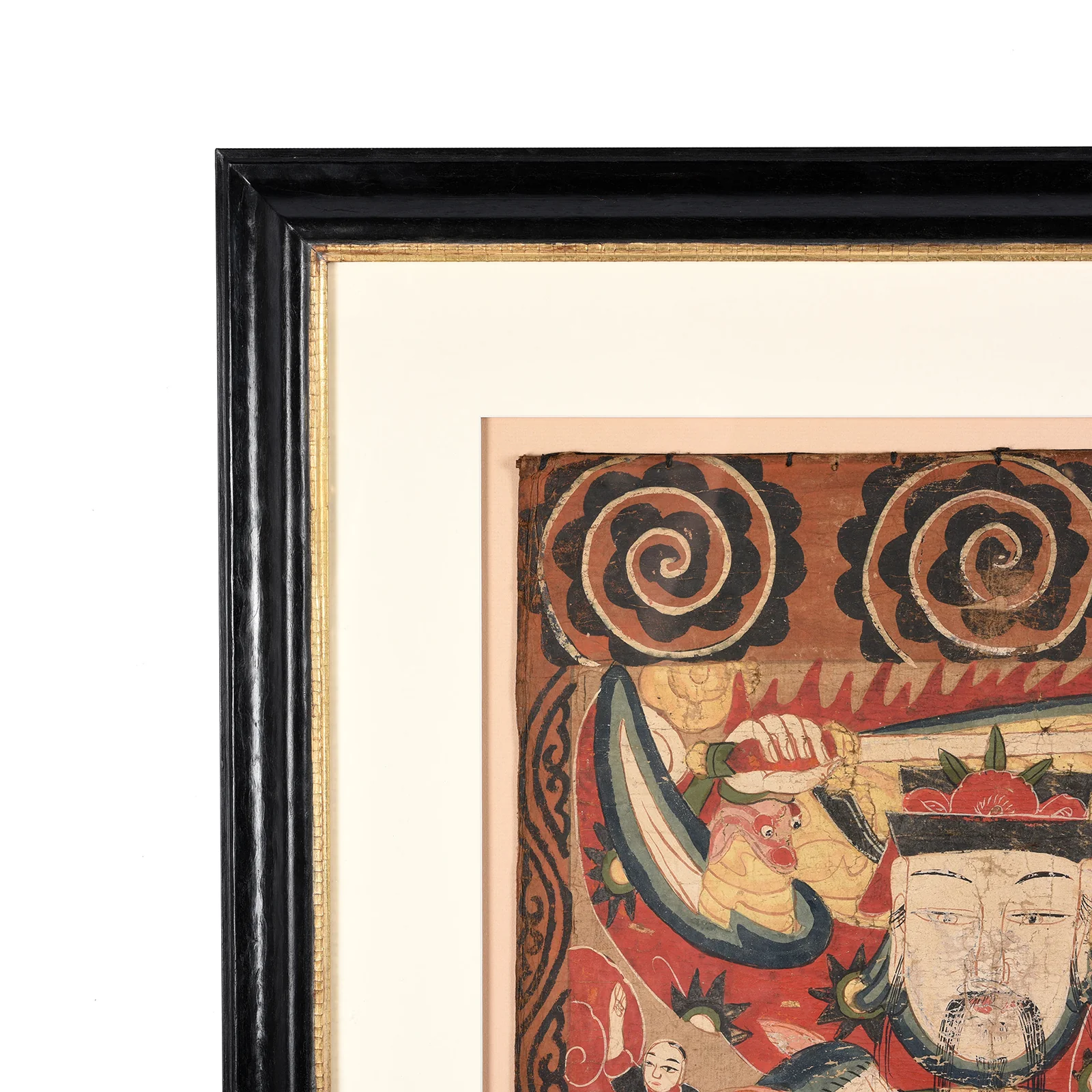 Framed Taoist Yao Painting Of Lingbao Tianzun - 19thC - Image 3
