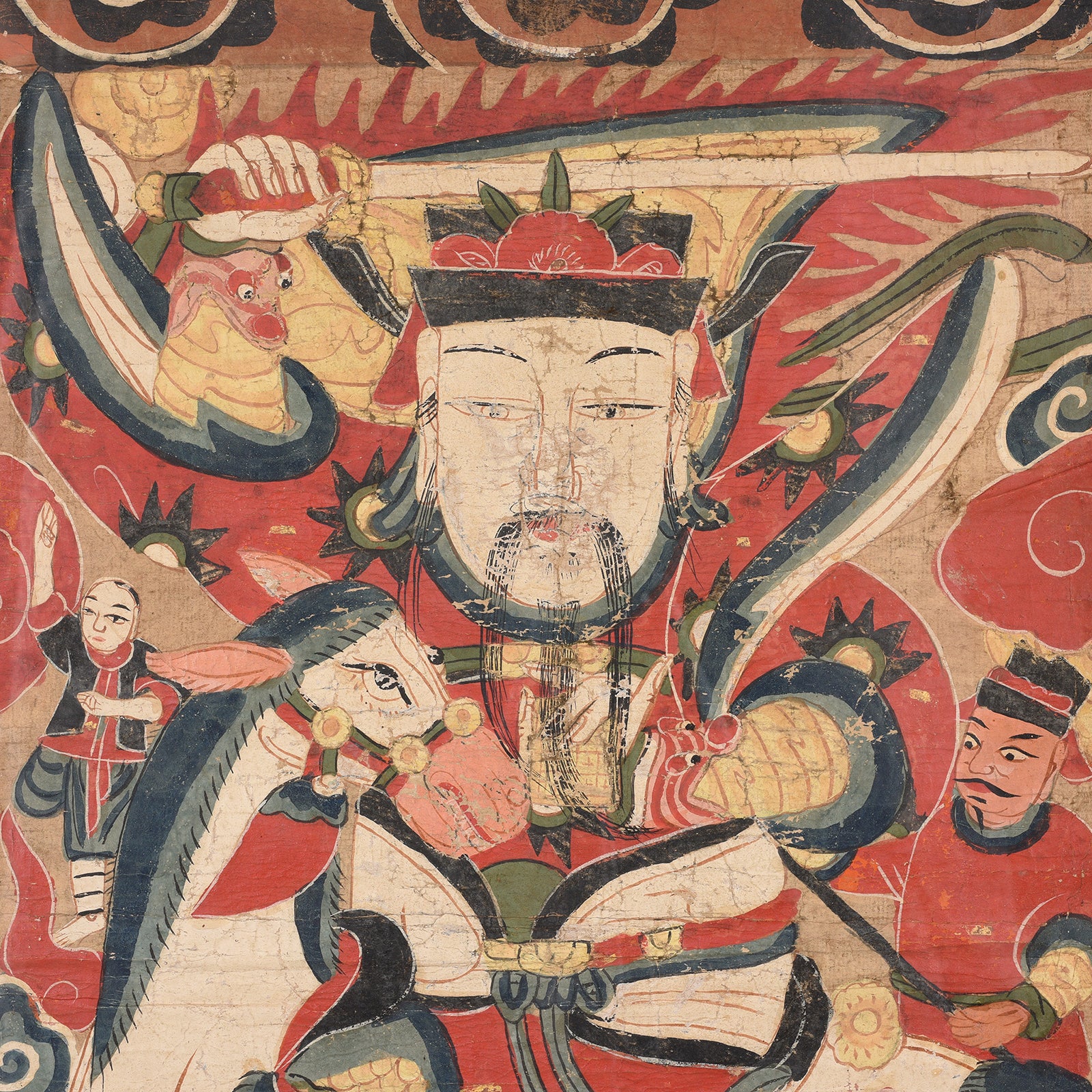 Framed Taoist Yao Painting Of Lingbao Tianzun - 19thC - Image 4