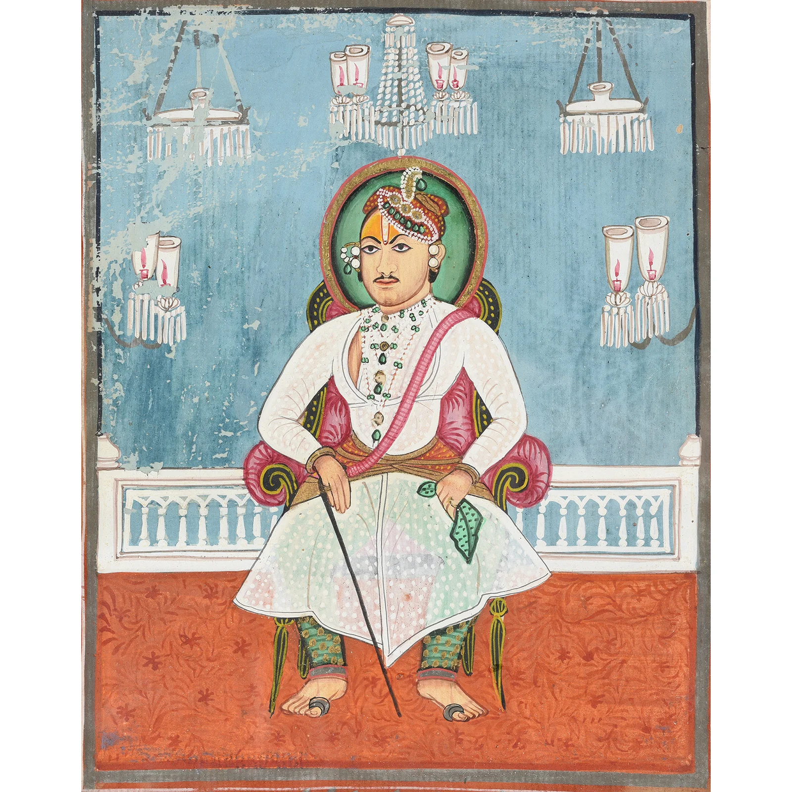 Framed Watercolour Of a Maharajah- 19th Century - Image 2