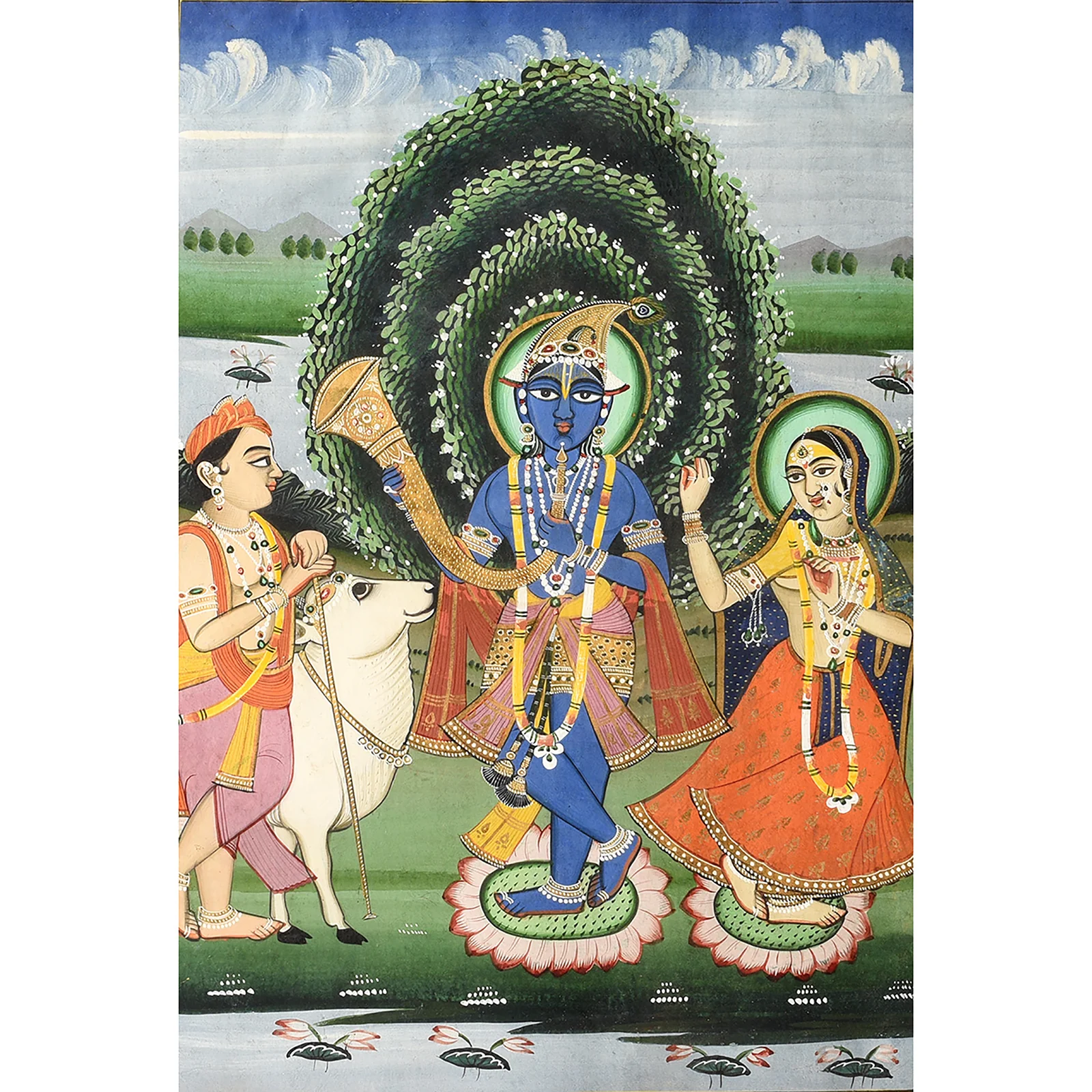 Framed Jaipur School Painting Of Krishna & Radha - 19th Century - Image 2