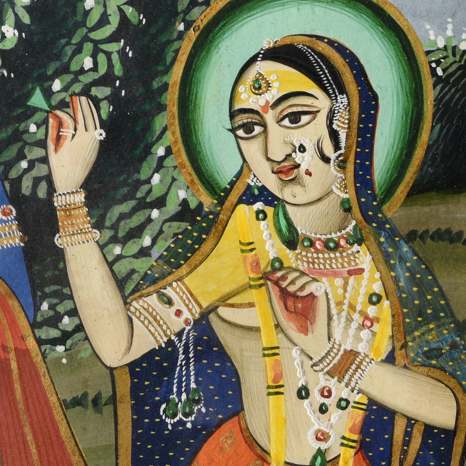 Framed Jaipur School Painting Of Krishna & Radha - 19th Century - Image 7