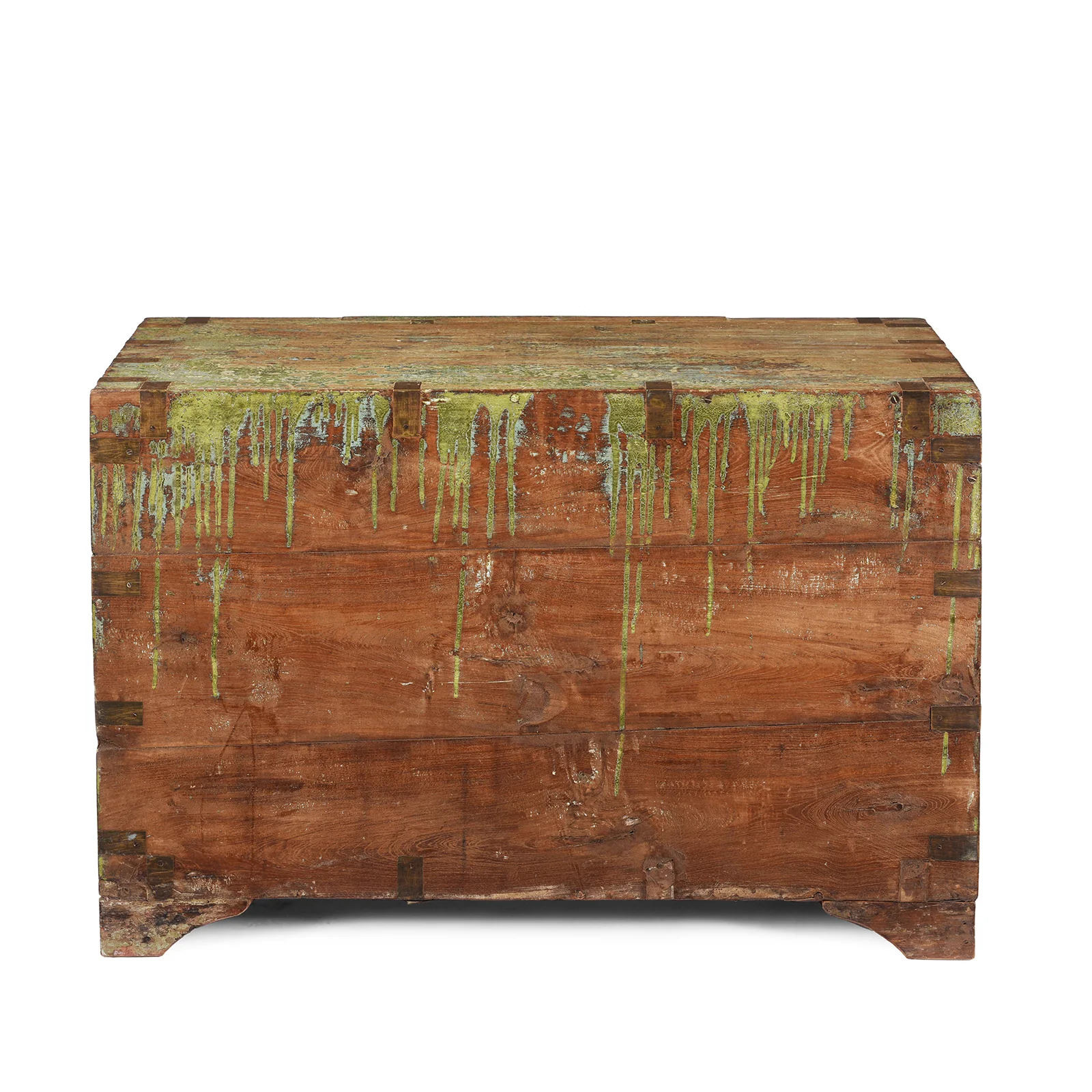 Green Indian Teak Campaign Chest - 19th Century - Image 10