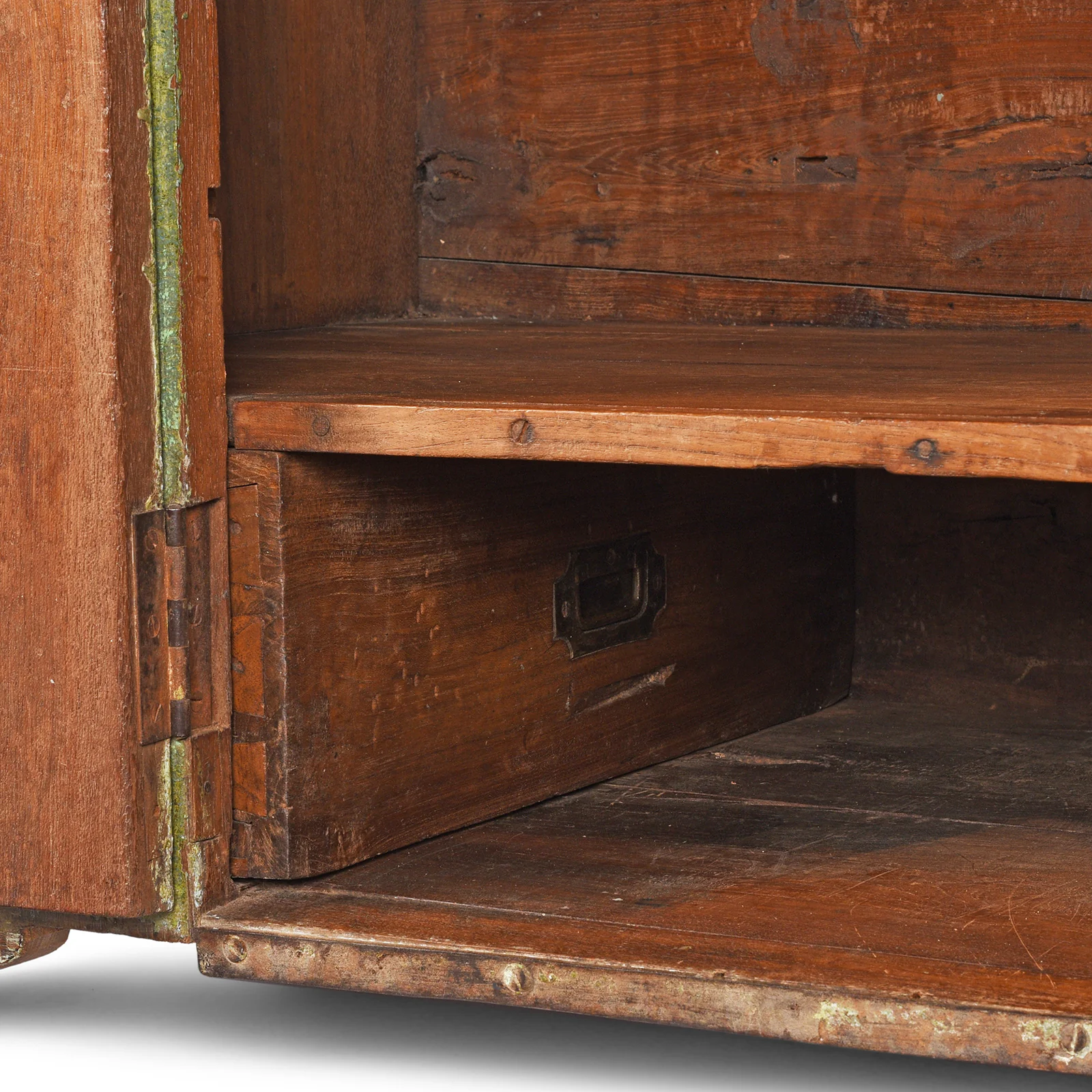 Green Indian Teak Campaign Chest - 19th Century - Image 4
