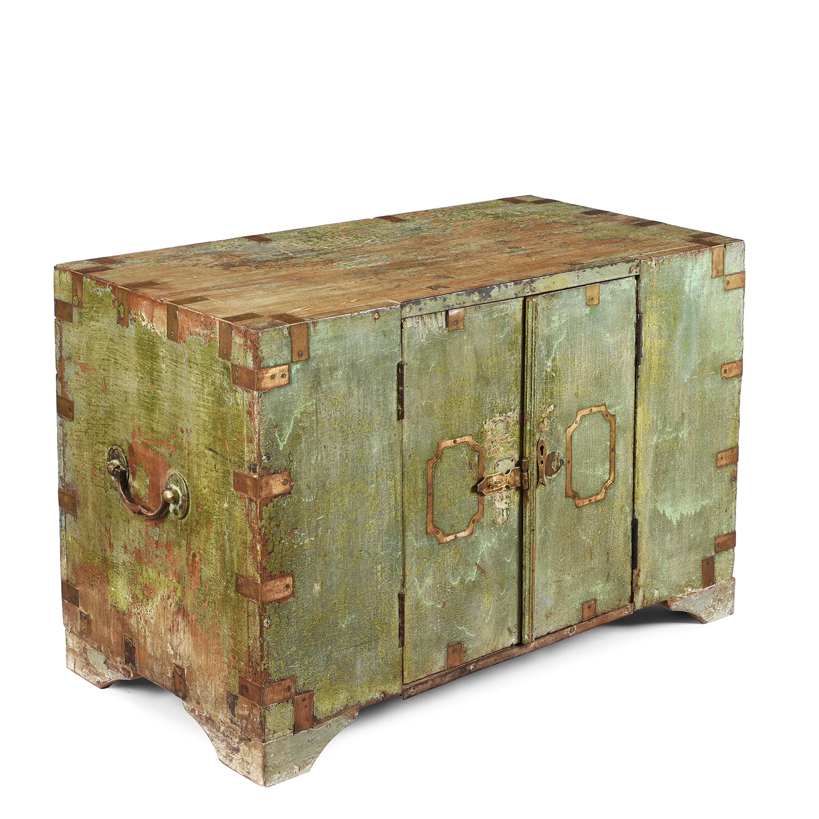 Green Indian Teak Campaign Chest - 19th Century - Image 5