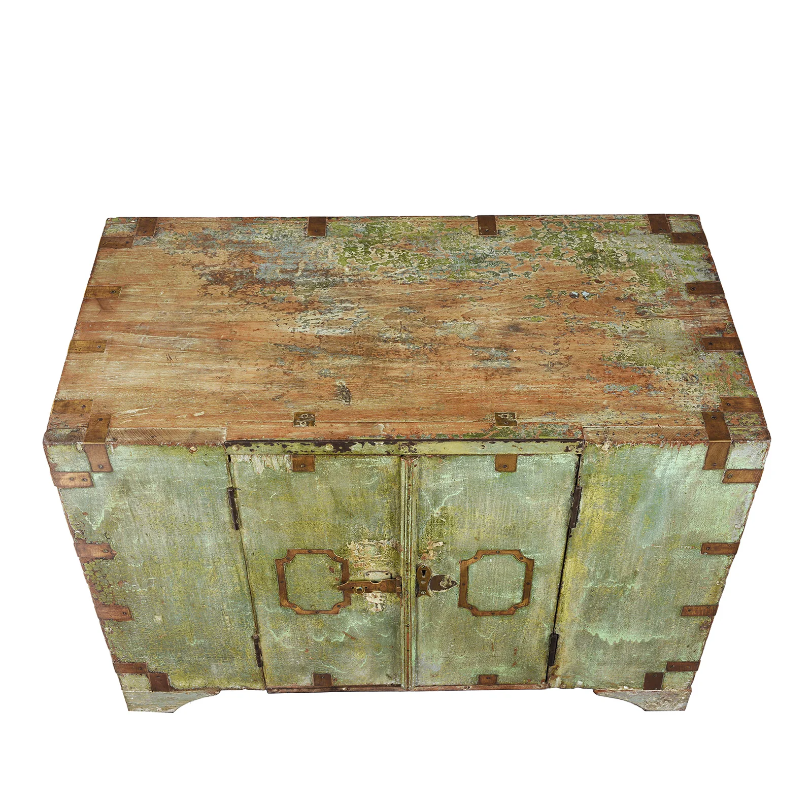 Green Indian Teak Campaign Chest - 19th Century - Image 6