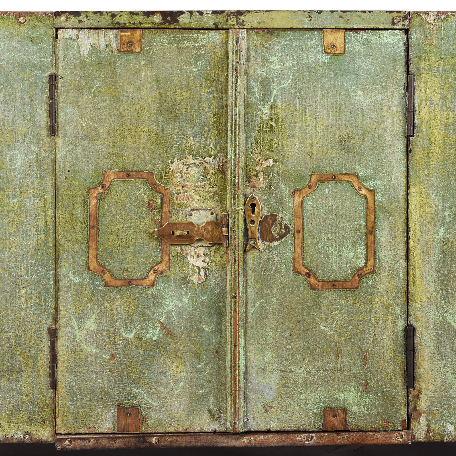Green Indian Teak Campaign Chest - 19th Century - Image 7