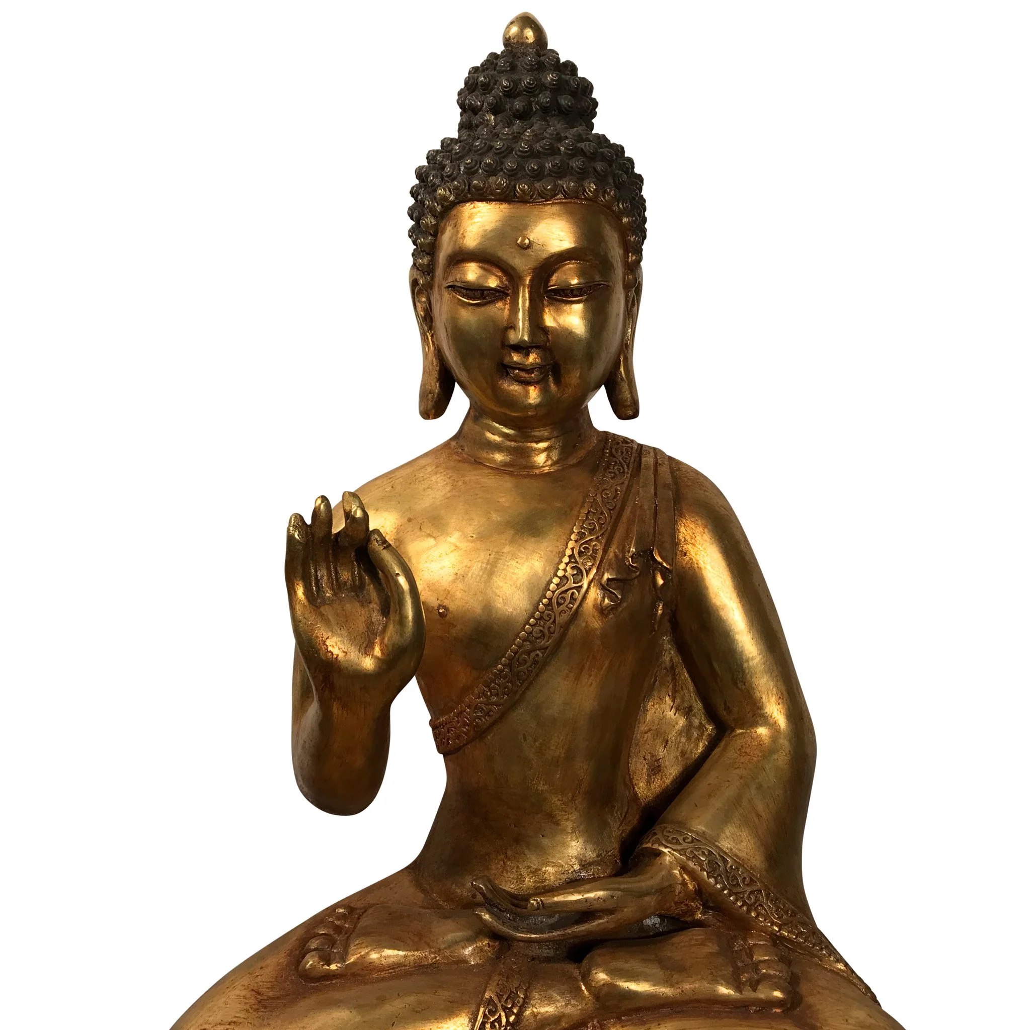 Gilded Bronze Statue Of Buddha - Shuni Mudra Pose - Image 2