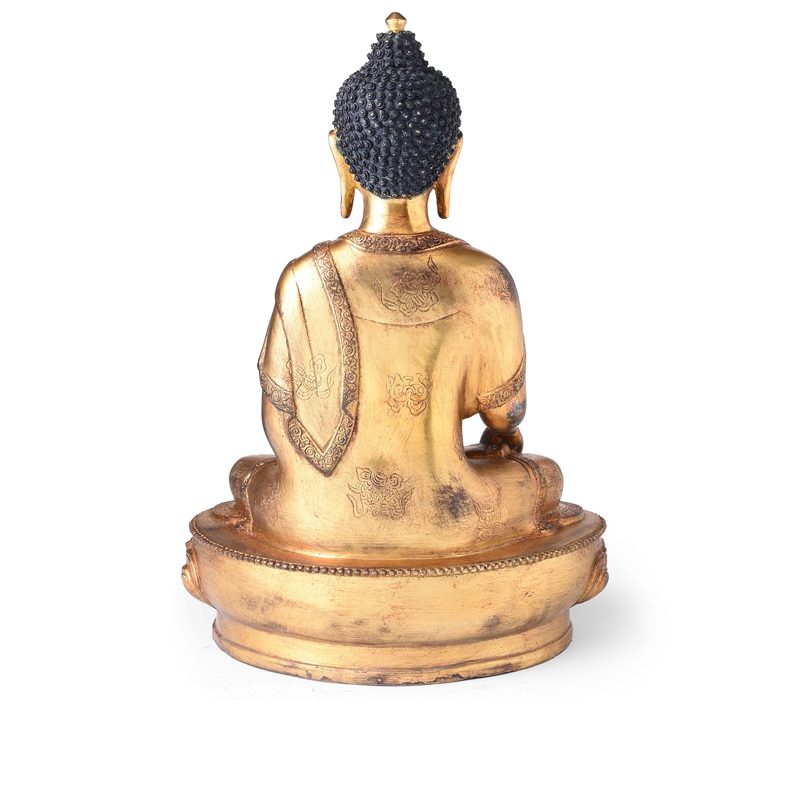 Gilded Bronze Buddha Statue - Bhumisparsha Mudra - Image 5