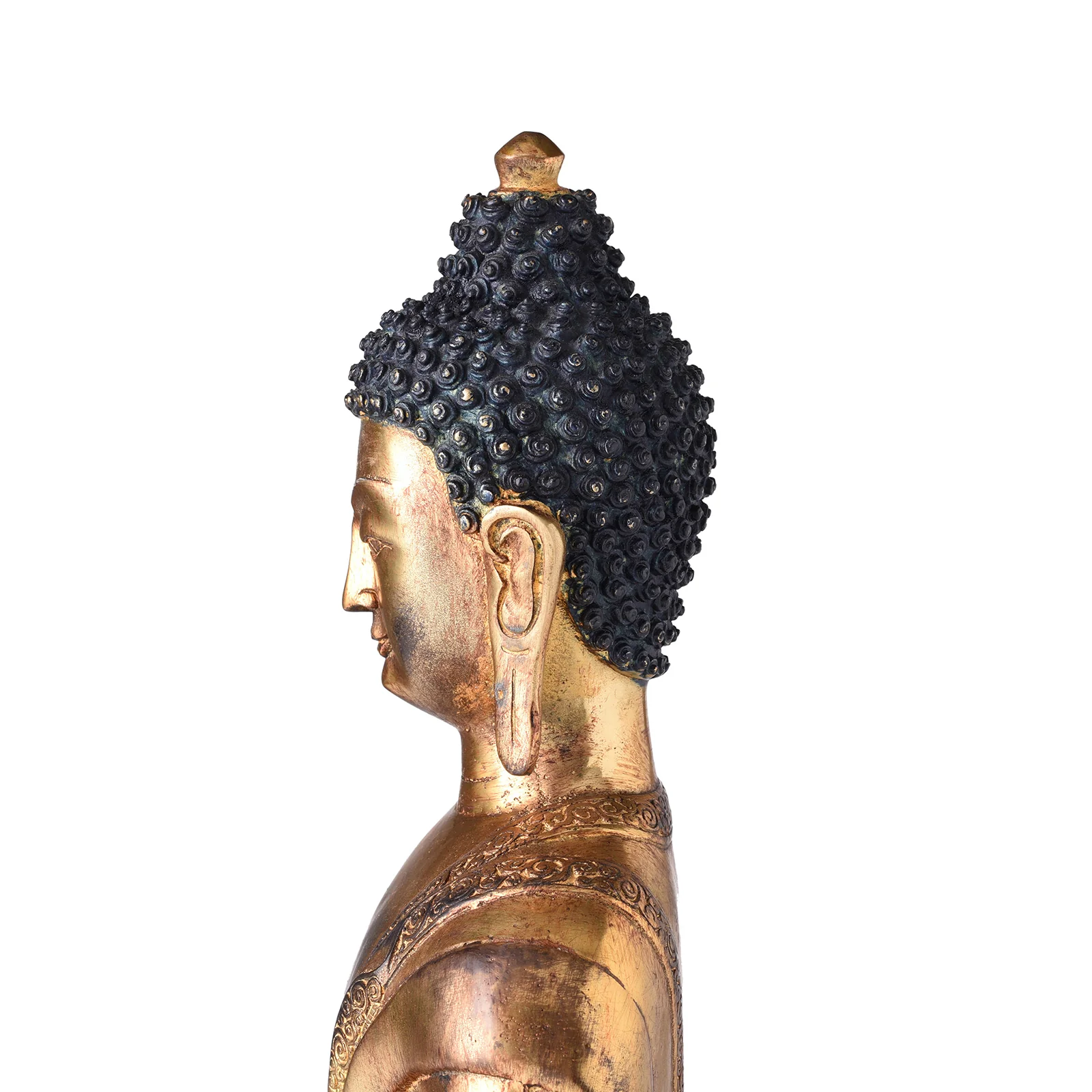 Gilded Bronze Buddha Statue - Bhumisparsha Mudra - Image 6