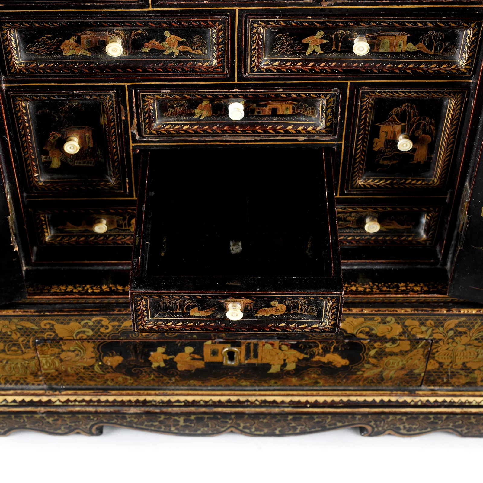 Black Lacquer Canton Export Jewellery Cabinet - Early 19th Century - Image 11