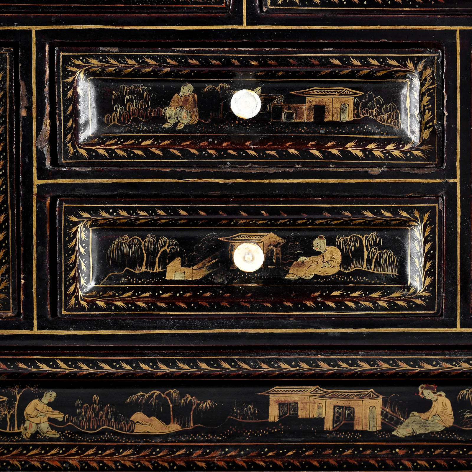 Black Lacquer Canton Export Jewellery Cabinet - Early 19th Century - Image 12