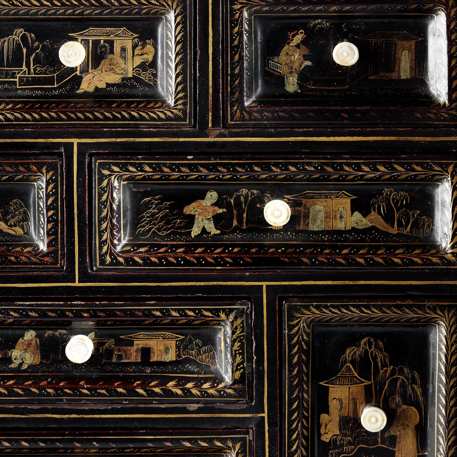 Black Lacquer Canton Export Jewellery Cabinet - Early 19th Century - Image 13