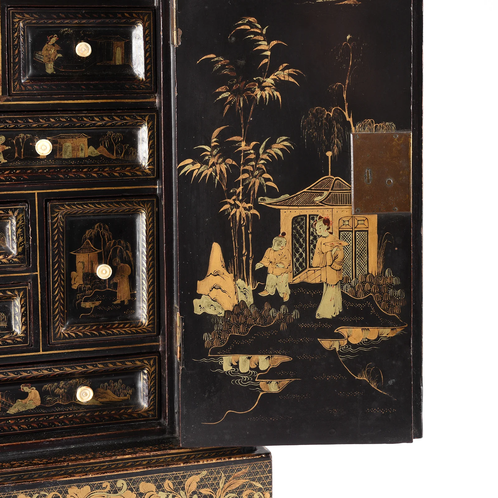 Black Lacquer Canton Export Jewellery Cabinet - Early 19th Century - Image 14