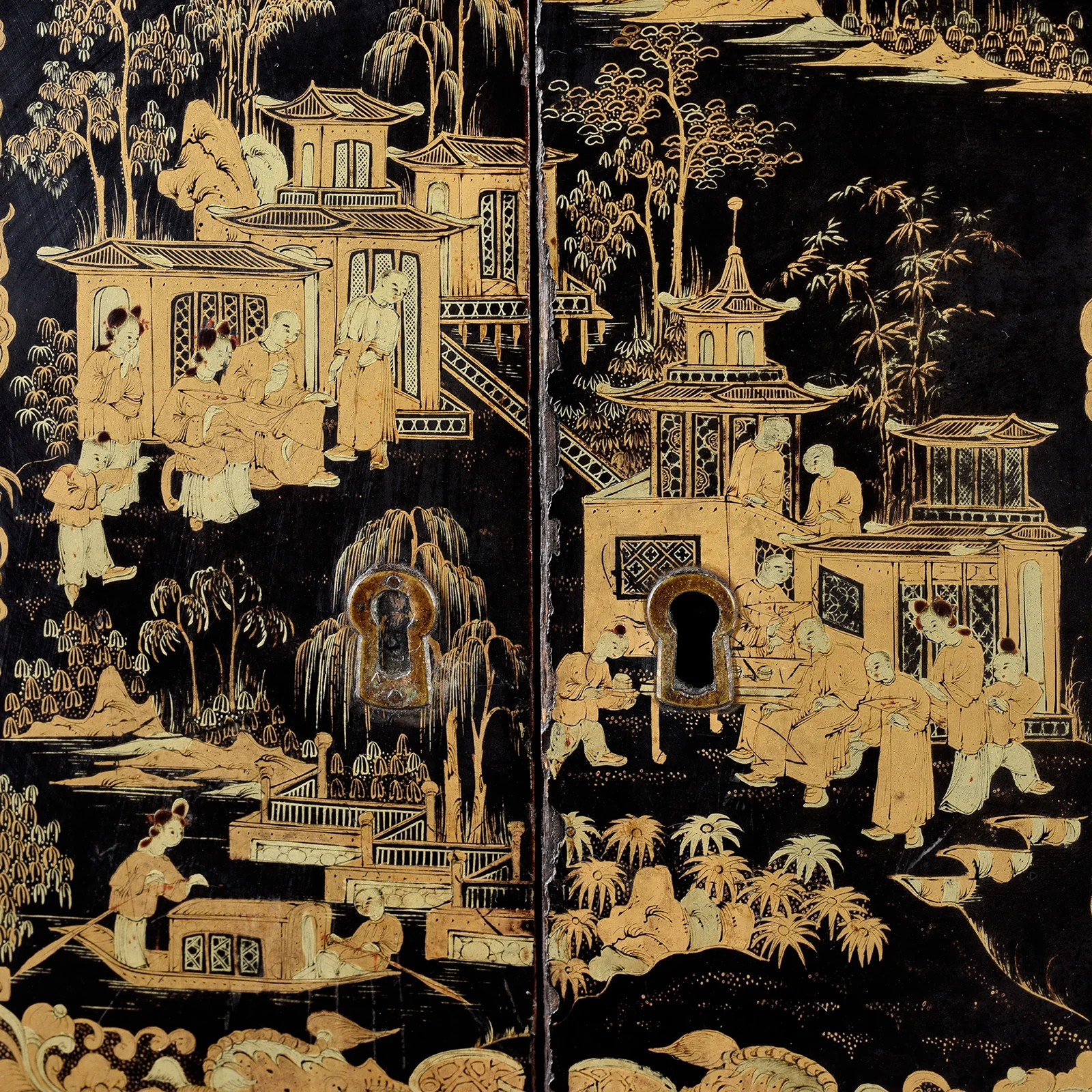 Black Lacquer Canton Export Jewellery Cabinet - Early 19th Century - Image 19