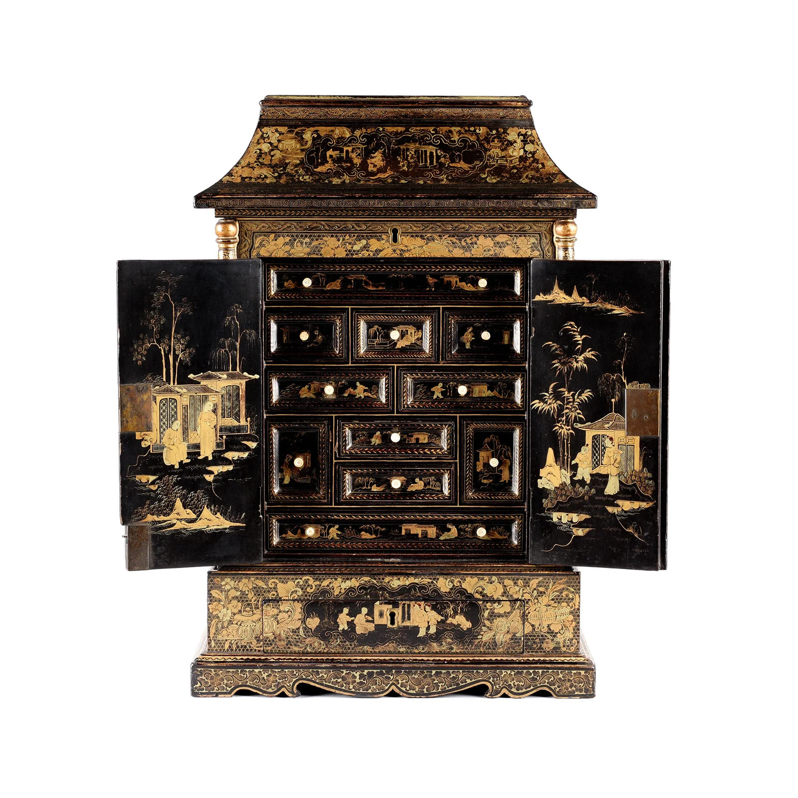 Black Lacquer Canton Export Jewellery Cabinet - Early 19th Century - Image 2