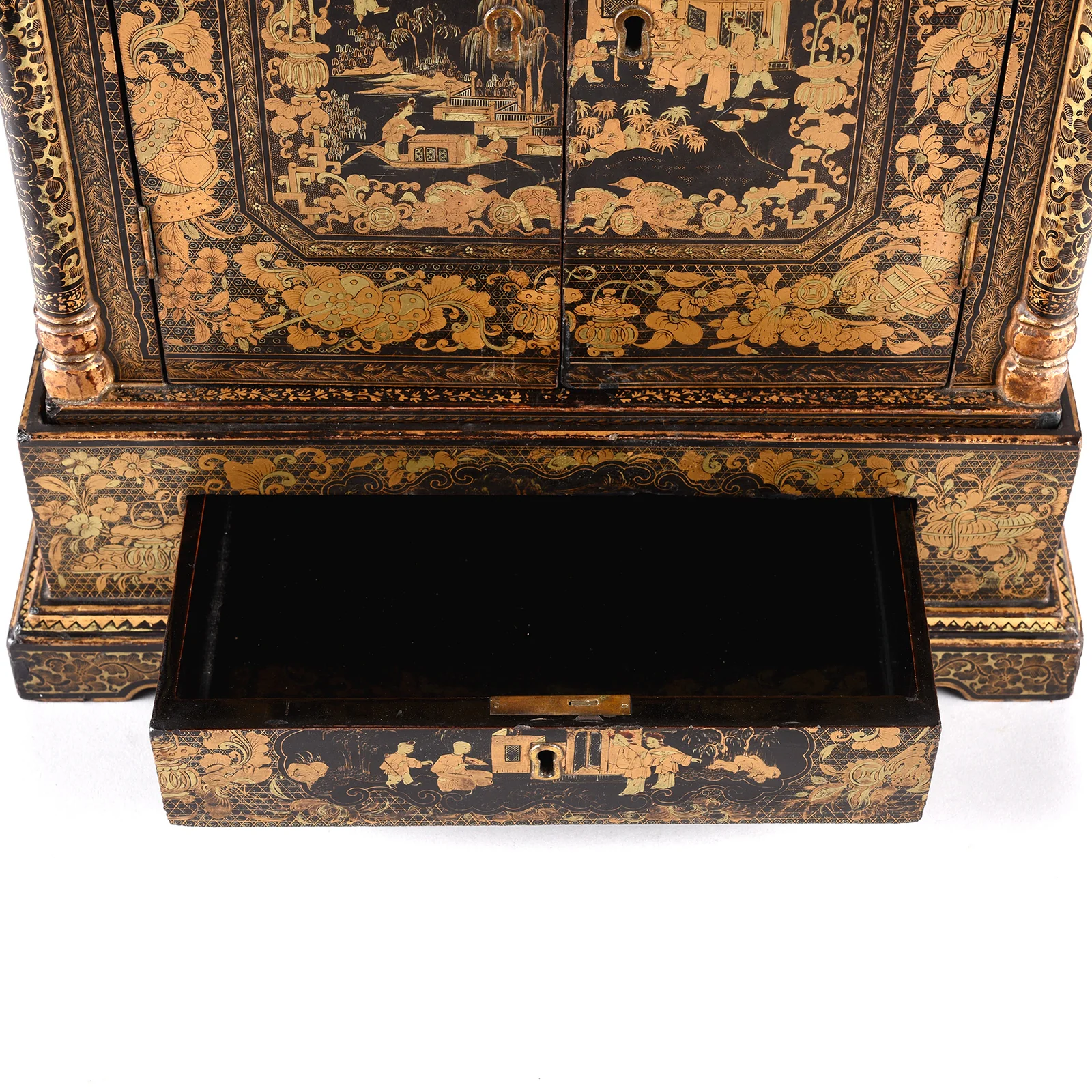 Black Lacquer Canton Export Jewellery Cabinet - Early 19th Century - Image 9