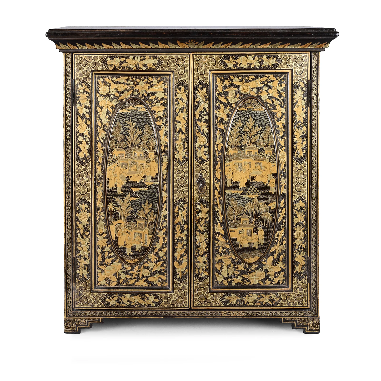 Gilt Black Lacquer Chinese Export Table Cabinet - Early 19th Century - Image 2