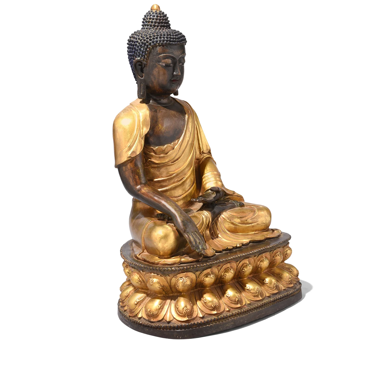 Gilt Brass Sitting Buddha - Bhumisparsha Mudra - Image 3
